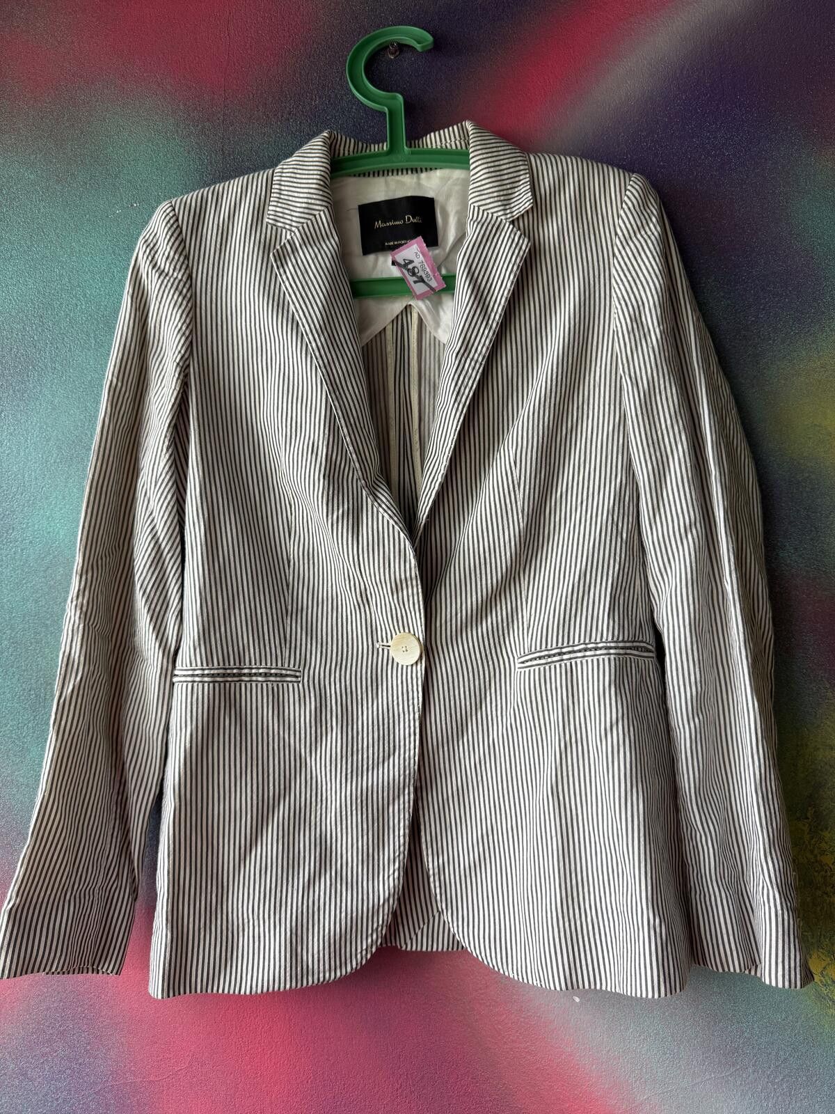 Other Massimo Dutti Striped Linen-Blend Blazer - gray Size 36R - 1 Thumbnail