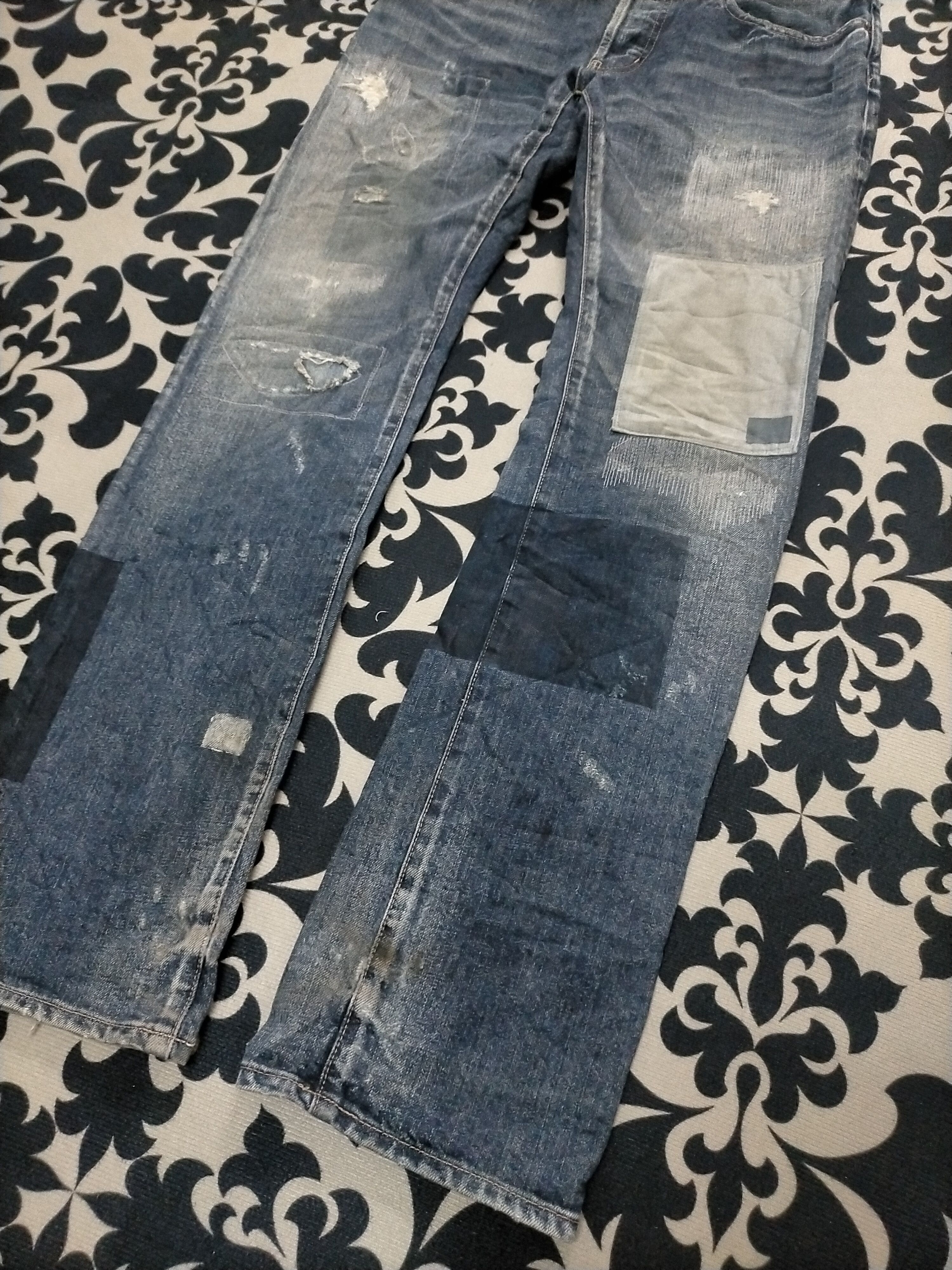 Takeo Kikuchi 🔥Takeo Kikuchi Shahiko Patchwork Distressed Jeans Size US 30 / EU 46 - 6 Thumbnail