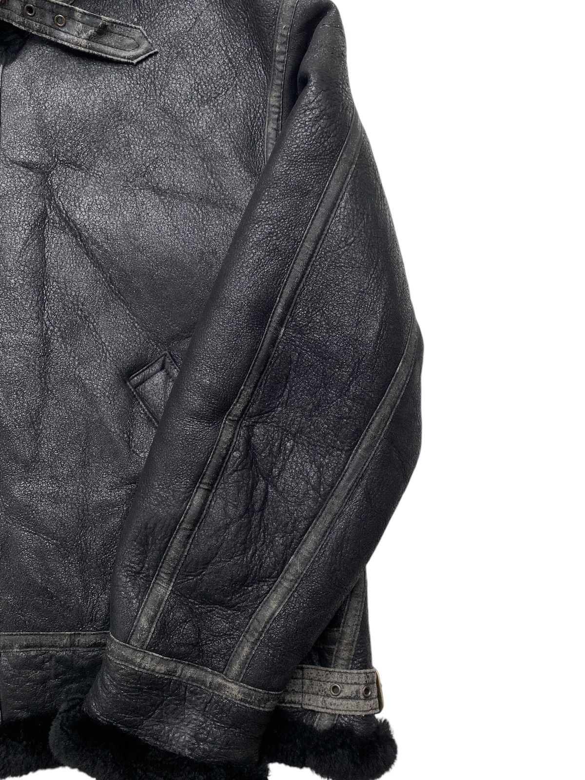 Vtg Sheepskin Military Leather Jacket