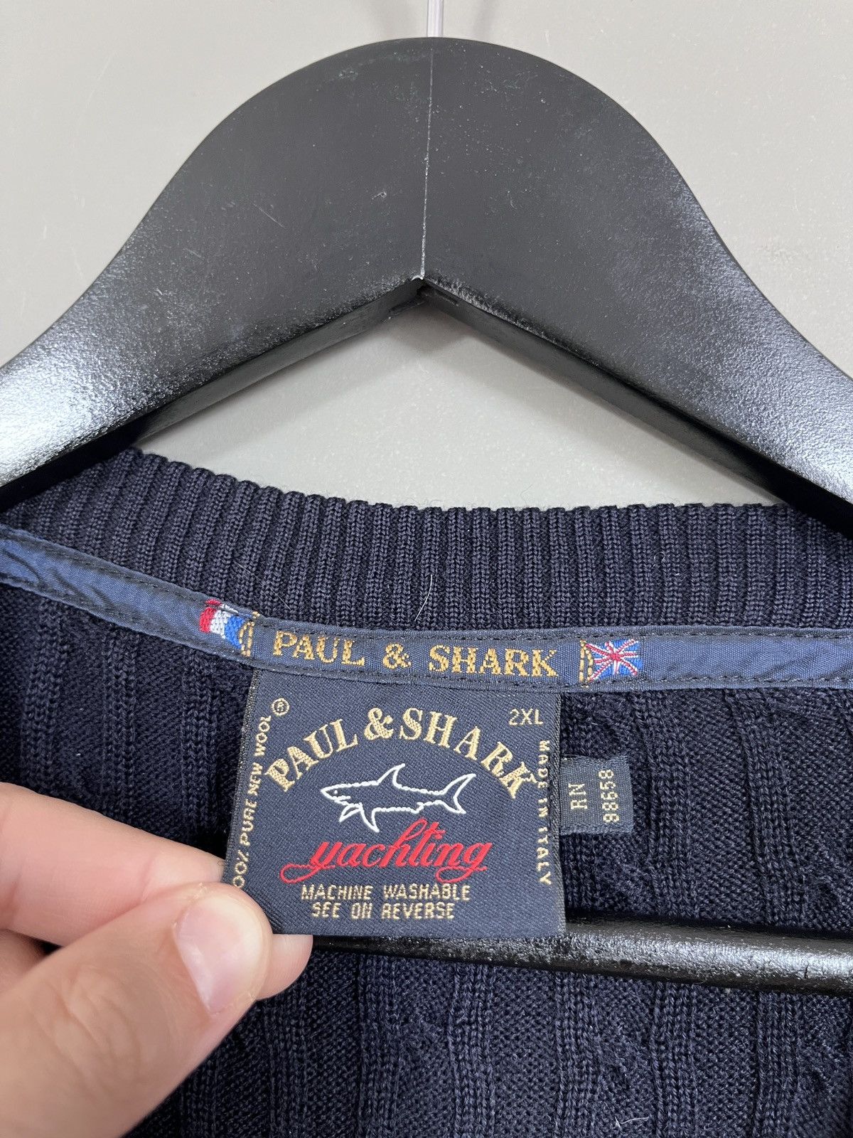 Paul & Shark Paul & Shark Heavy Knit V-neck Wool Navy Blue Sweater Size US XXL / EU 58 / 5 - 3 Thumbnail