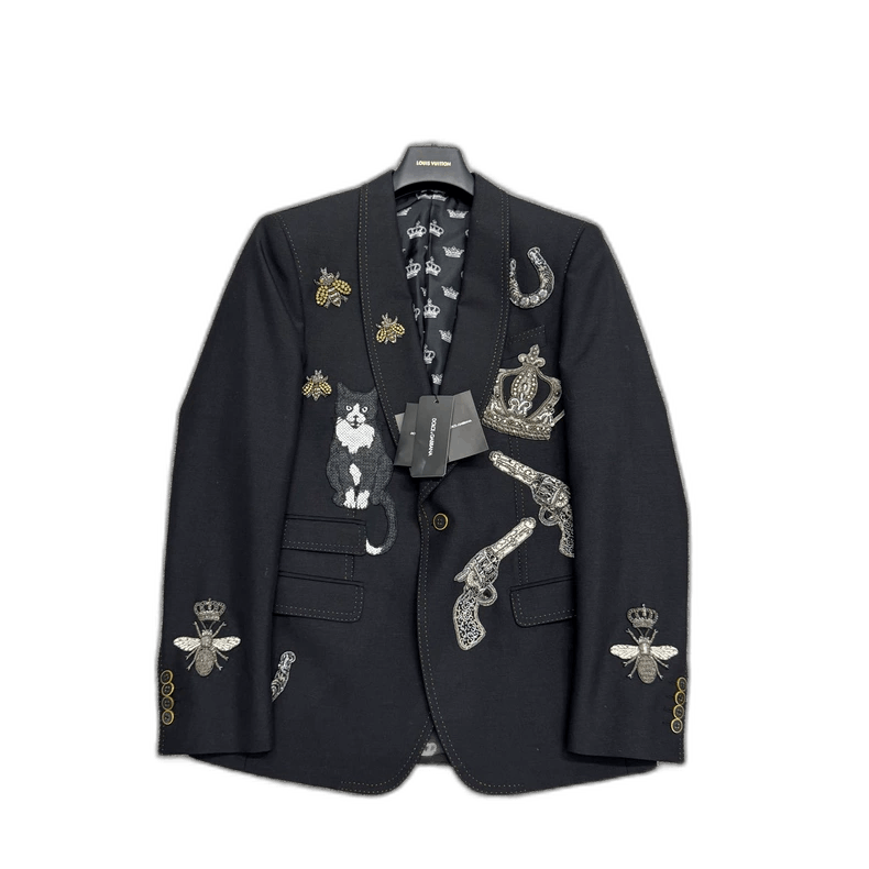 Dolce & Gabbana DG Embroidered Wool Blazer Size US L / EU 52-54 / 3 - 1 Thumbnail