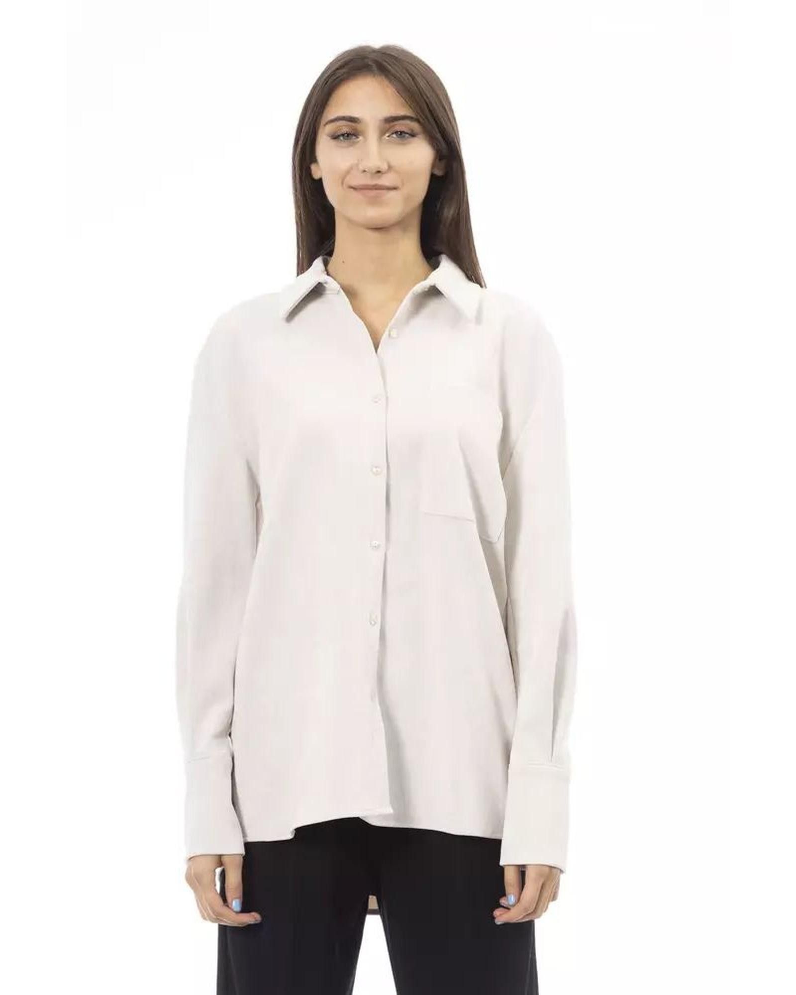 Image of Alpha Studio Button Closure Pocket Shirt in White, Women's (Size XS)