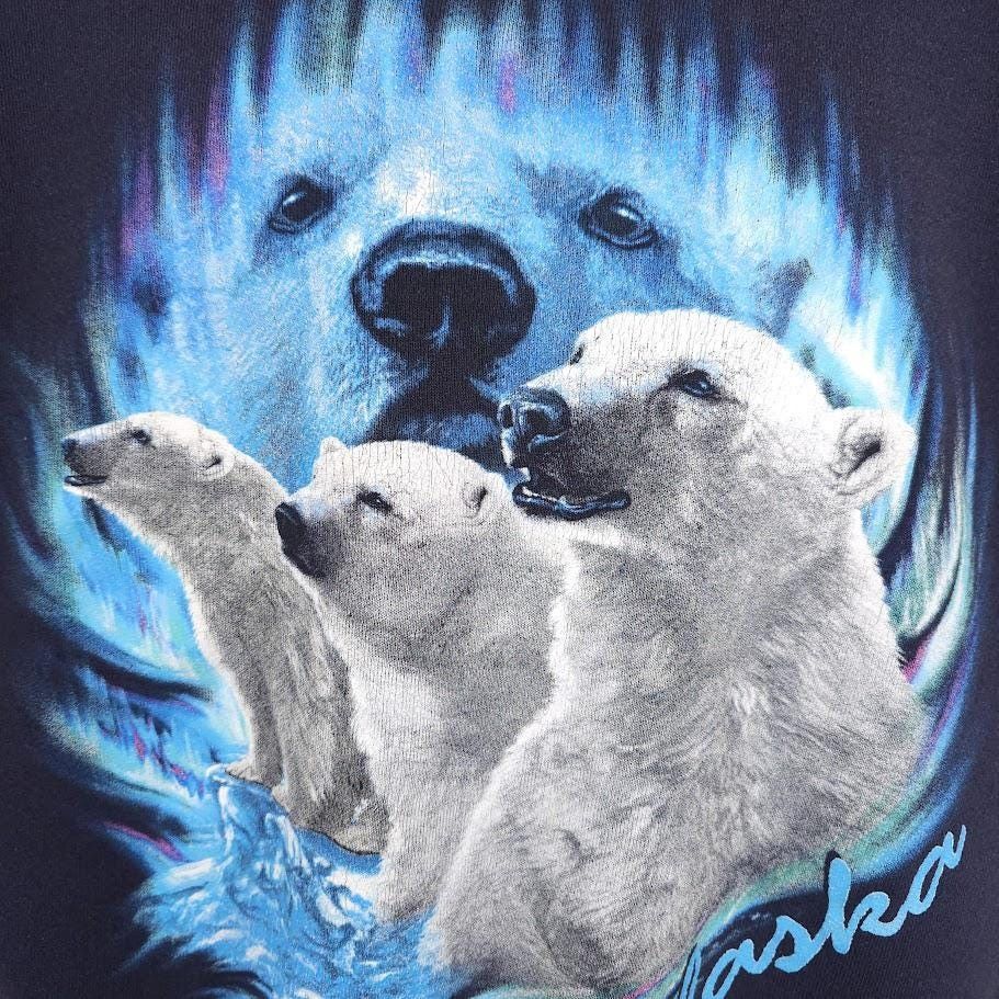 Vintage Vintage Alaska Polar Bears Sweatshirt Mens Size Medium Blue Size US M / EU 48-50 / 2 - 2 Thumbnail