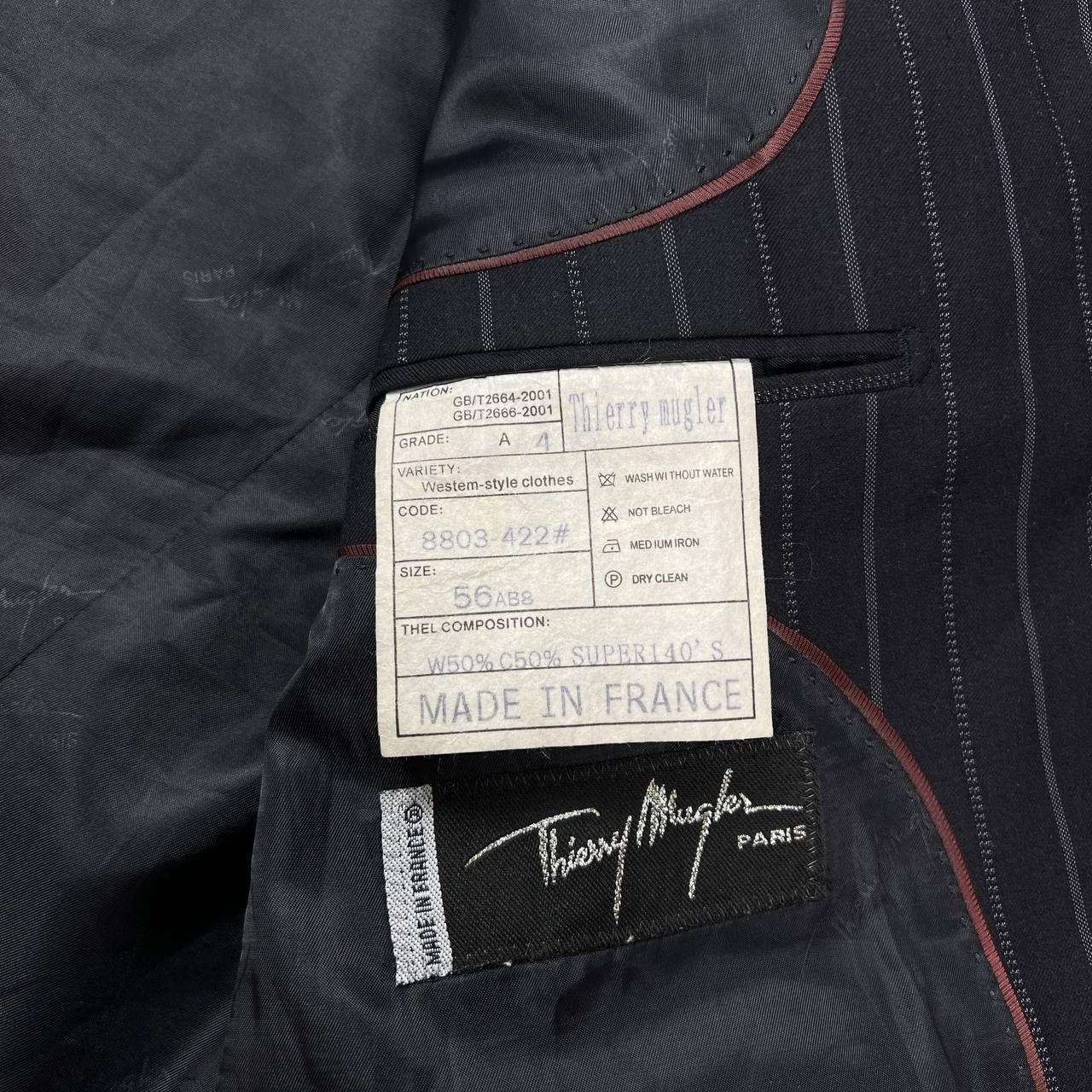 Mugler × Thierry Mugler Thierry Mugler Vintage Wool Striped Man's Blazer Jacket Size 54L - 16 Thumbnail