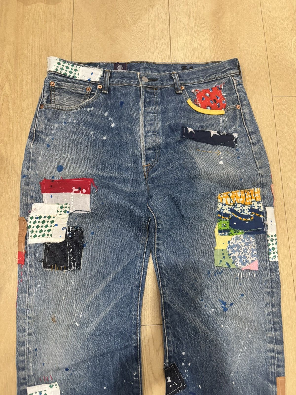 Other Res Ipsa Custom Levis 501 Patchwork Paint Splatter Jeans Men Size US 36 / EU 52 - 8 Thumbnail