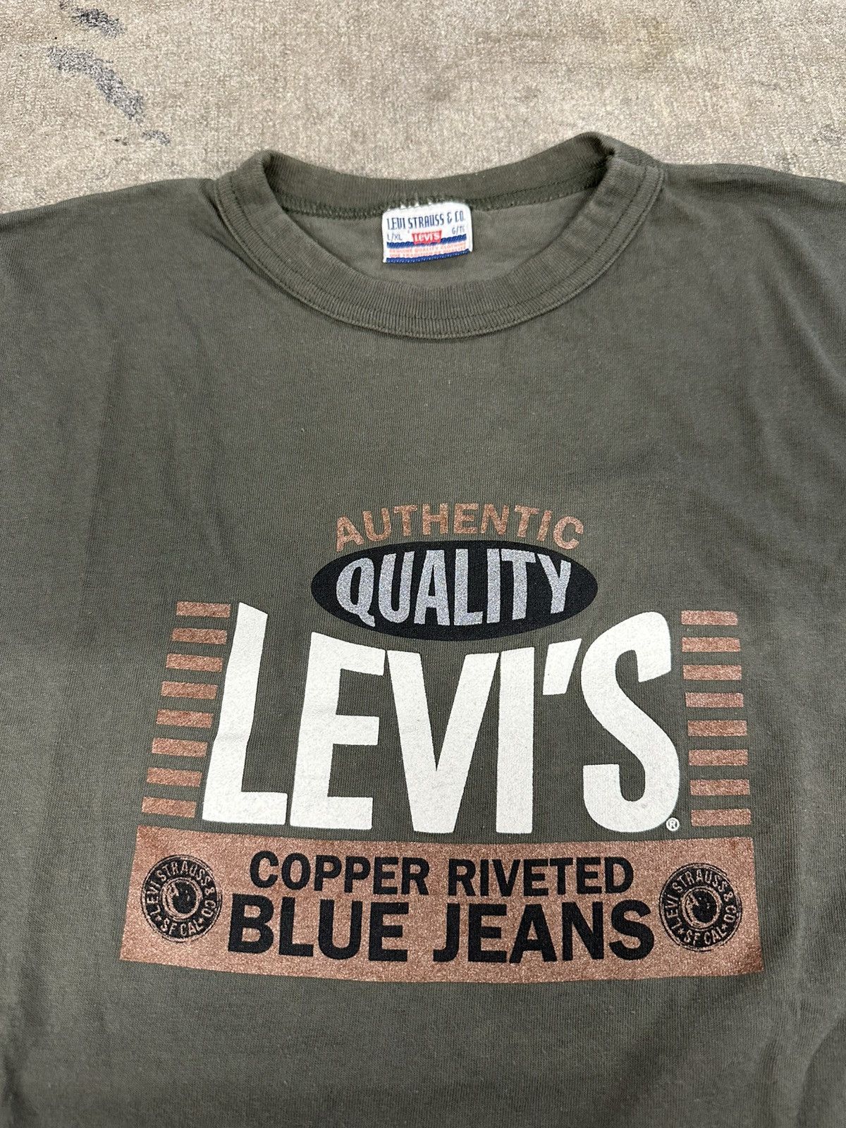 Levi's Vintage 90s Levi’s Riveted Blue Jeans T-Shirt L/XL Size US L / EU 52-54 / 3 - 4 Thumbnail