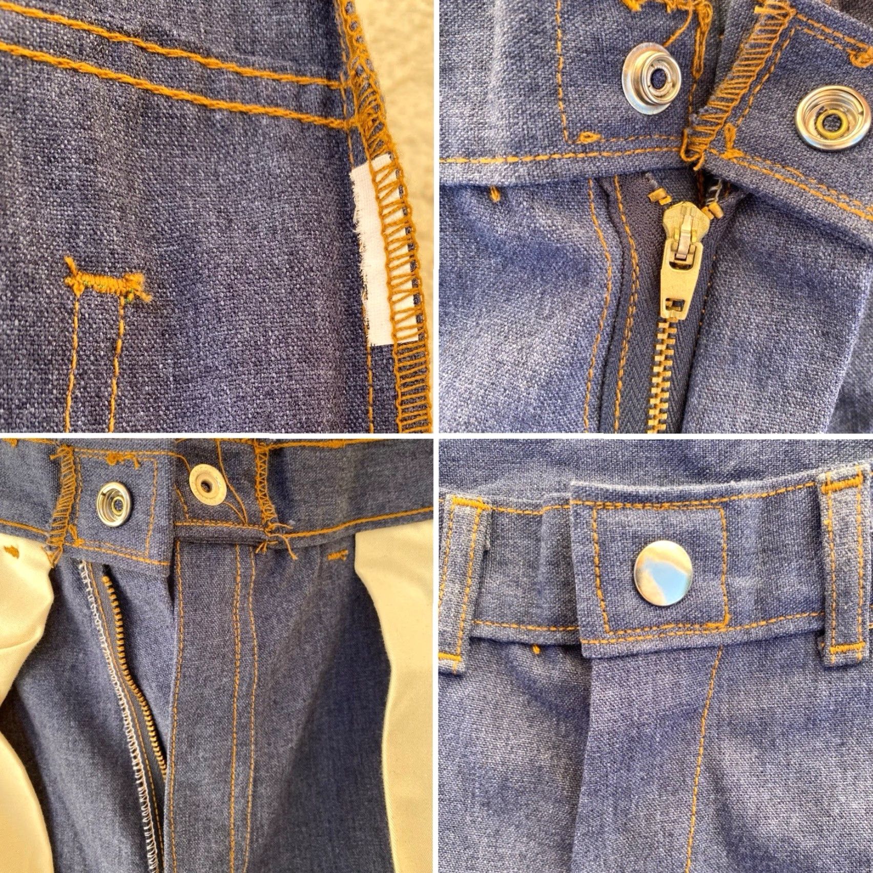 Denime VINTAGE PIA Jeans Denim Work Pants 32.5 in waist 31 Inseam Scovill Snap Blue Rockabilly Mens Size US 33 - 3 Thumbnail