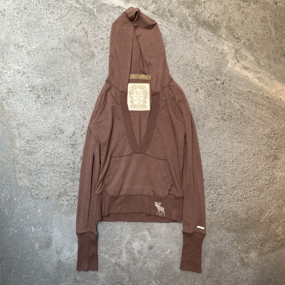 image of Abercrombie Fitch x Archival Clothing Abercrombie V Neck Y2K Hooded Ifsixwasnine Lgb Style in Brown