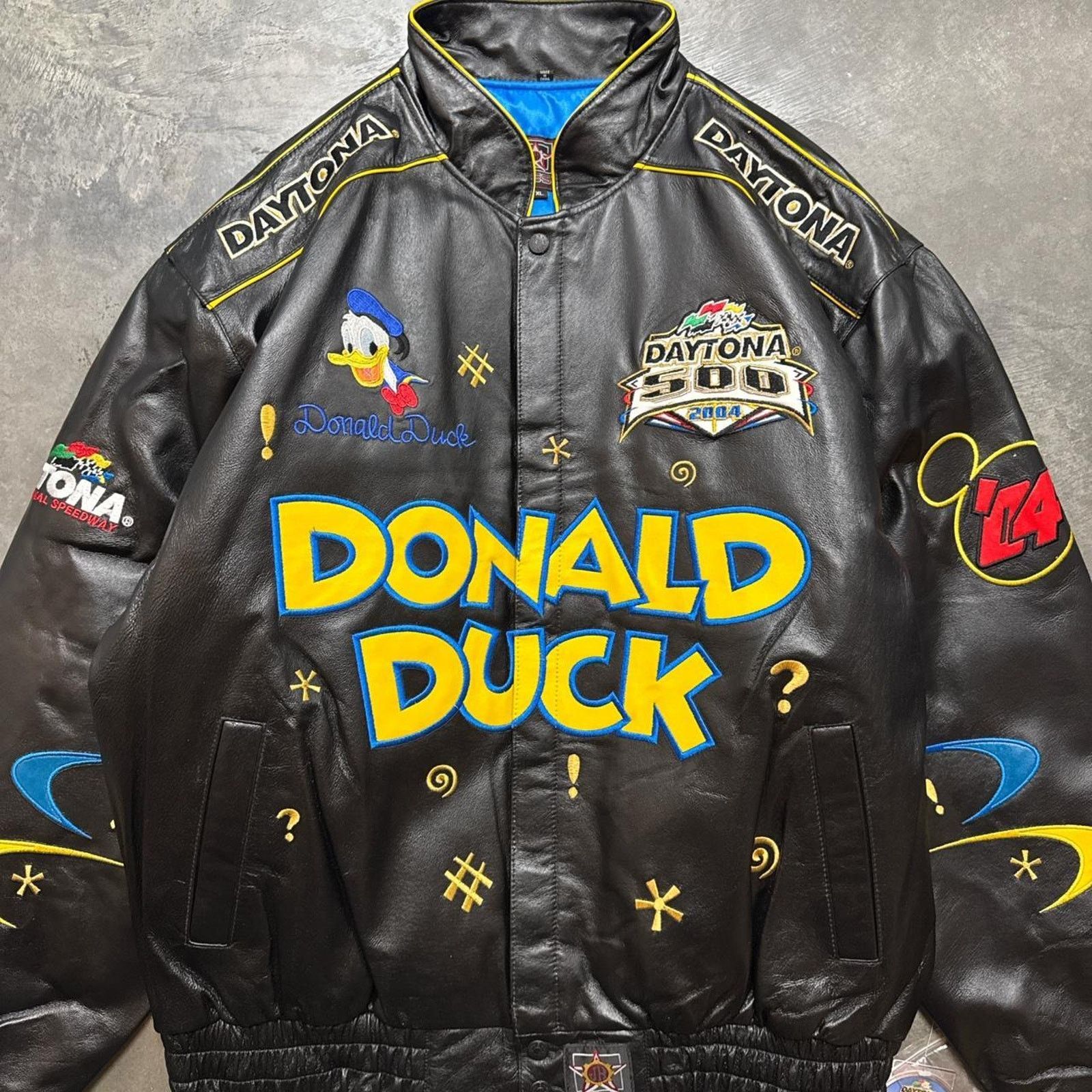 Disney × Vintage Vintage JH Design Donald Duck NASCAR Disney Leather Jacket Size US XL / EU 56 / 4 - 6 Thumbnail