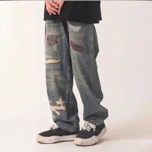 Jean Patchwork Baggy Jeans Size US 34 / EU 50 - 2 Thumbnail