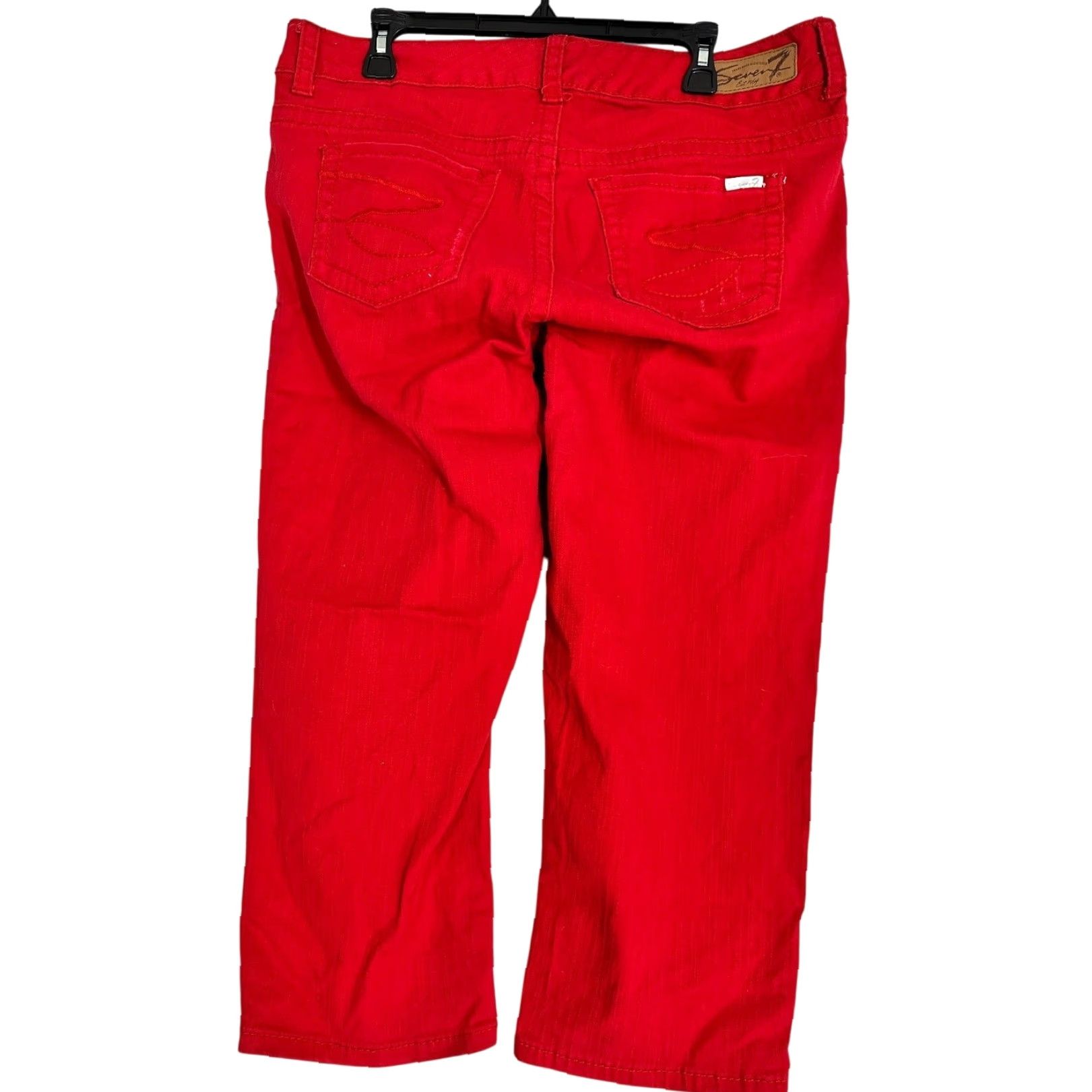 Vintage VINTAGE Seven7 Luxe Cropped Jeans Women 16 Red Pants Cotton Blend PILLING INSEAM 21in 5-Pocket Regular Rise Mid Jeans Womens Size 38" / US 16 / IT 52 - 2 Thumbnail