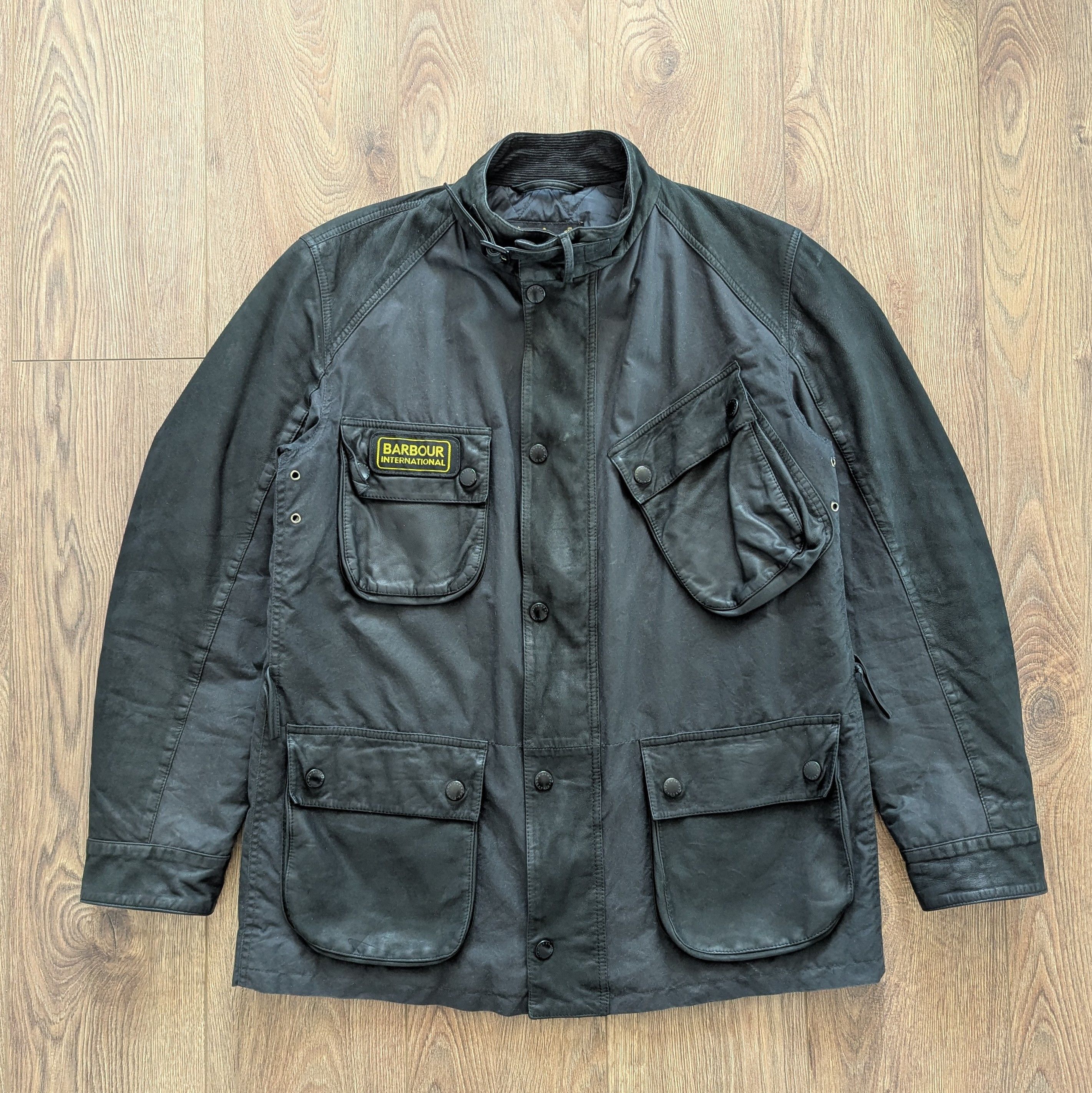 Barbour Barbour A436 Wax Leather INTERNATIONAL-BLACK Jacket MOTO Size US L / EU 52-54 / 3 - 1 Thumbnail