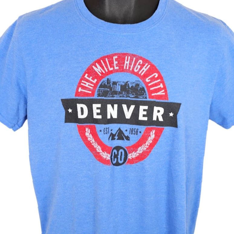 Gildan Denver Colorado T Shirt Mens Size Medium Blue Mile High City Travel Destination Size US M / EU 48-50 / 2 - 2 Thumbnail