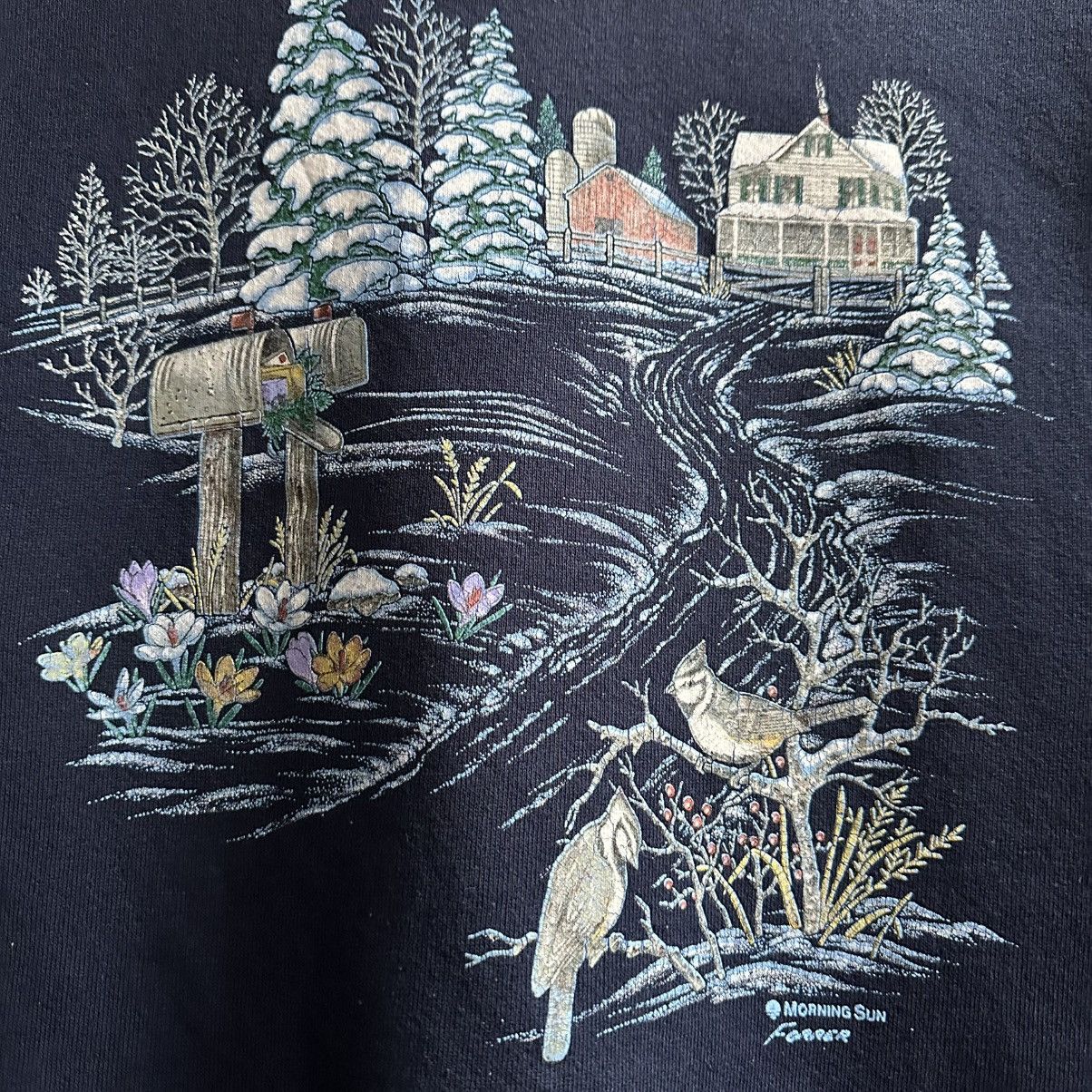Vintage Vintage 90s Morning Sun Winter Flowers Graphic Sweatshirt Size US M / EU 48-50 / 2 - 3 Thumbnail