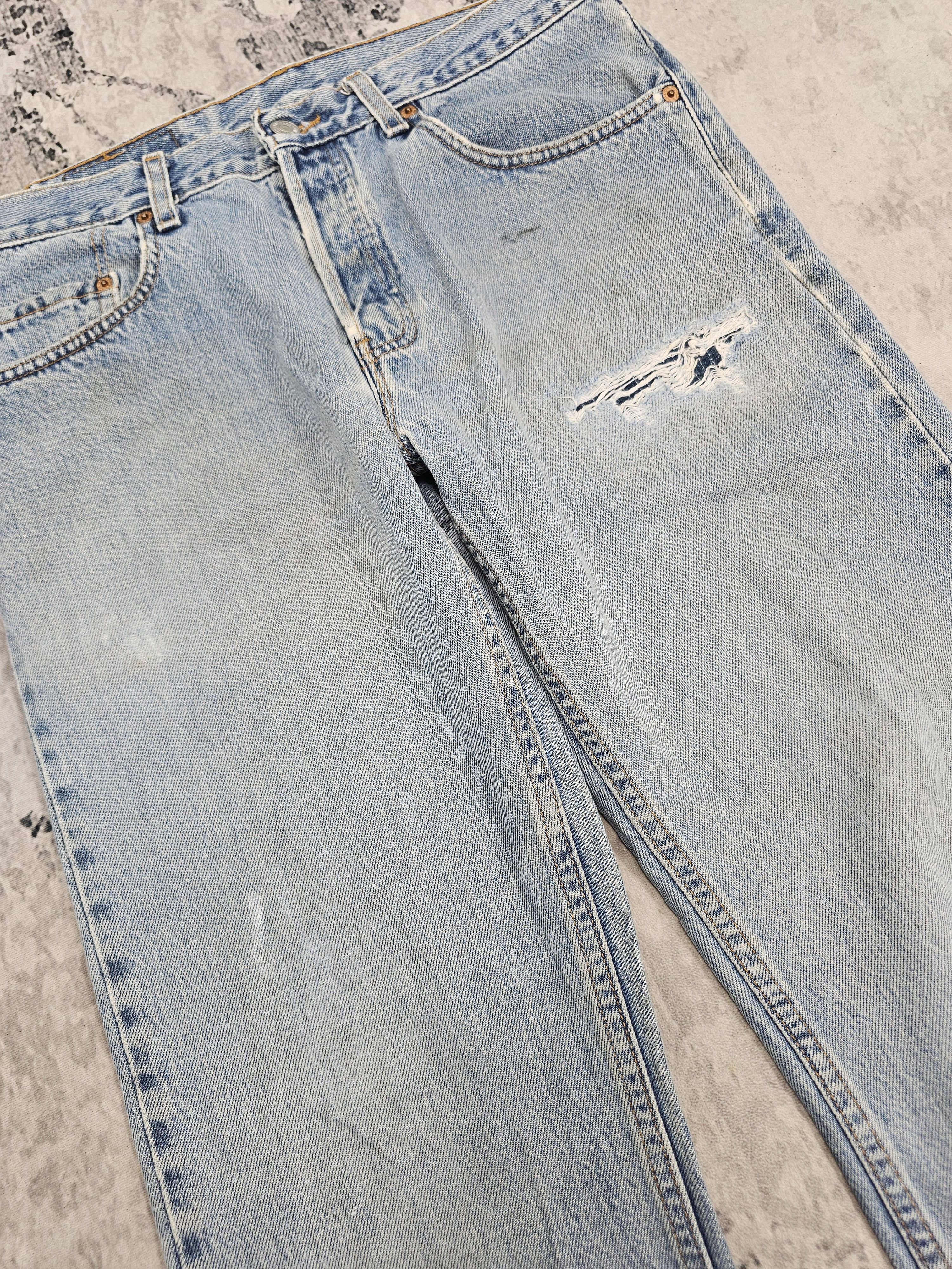 Levi's Vintage Clothing Vtg 90's LEVIS 501 Ripped Cropped Jeans Made In USA L0572 Size US 33 - 5 Thumbnail