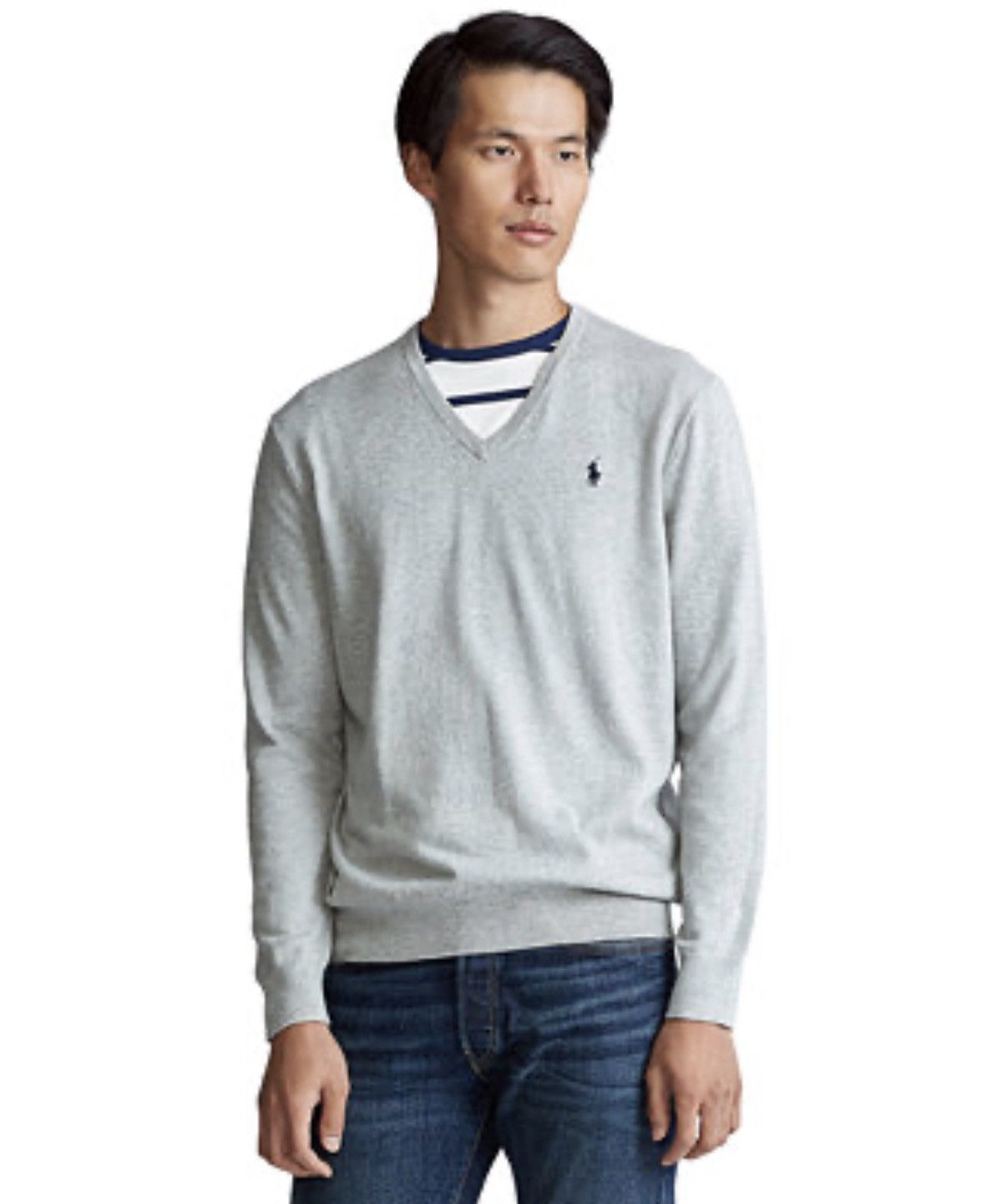 Polo Ralph Lauren Polo Ralph Lauren Pima Cotton V Neck Grey Sweater Medium Size US M / EU 48-50 / 2 - 1 Thumbnail