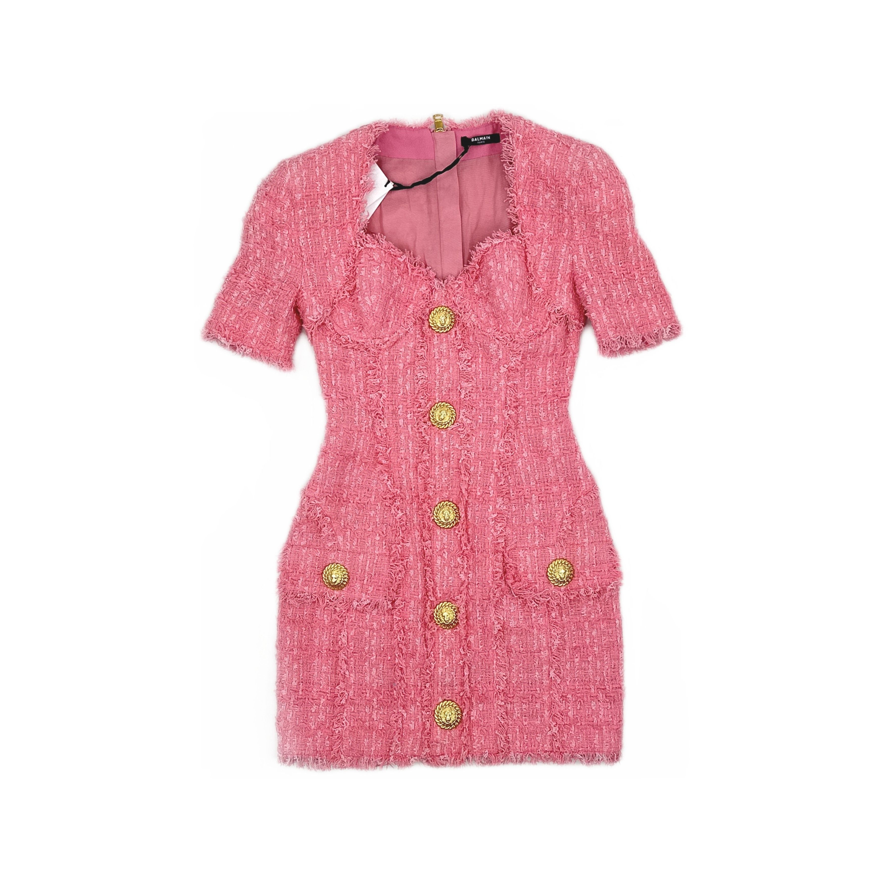 Balmain Balmain Pink Tweed Mini Dress Size 36 Size XS / US 0-2 / IT 36-38 - 1 Thumbnail
