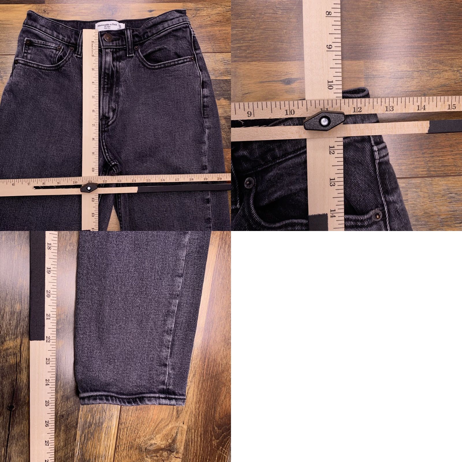 Abercrombie & Fitch Abercrombie & Fitch Jeans Mom 25 Black High Rise Stretch Denim Regular 5-Pocket Vintage No Mens Women Girls? Size 42" / US 20 - 8 Thumbnail