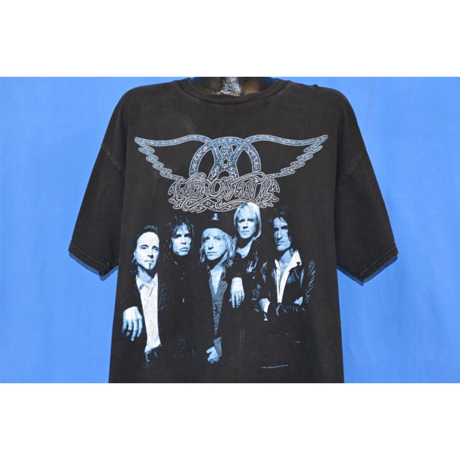 image of Tultex Vintage 90's Aerosmith Nine Lives Album World Tour 1997 Hard Rock T-Shirt XL in White, Men's