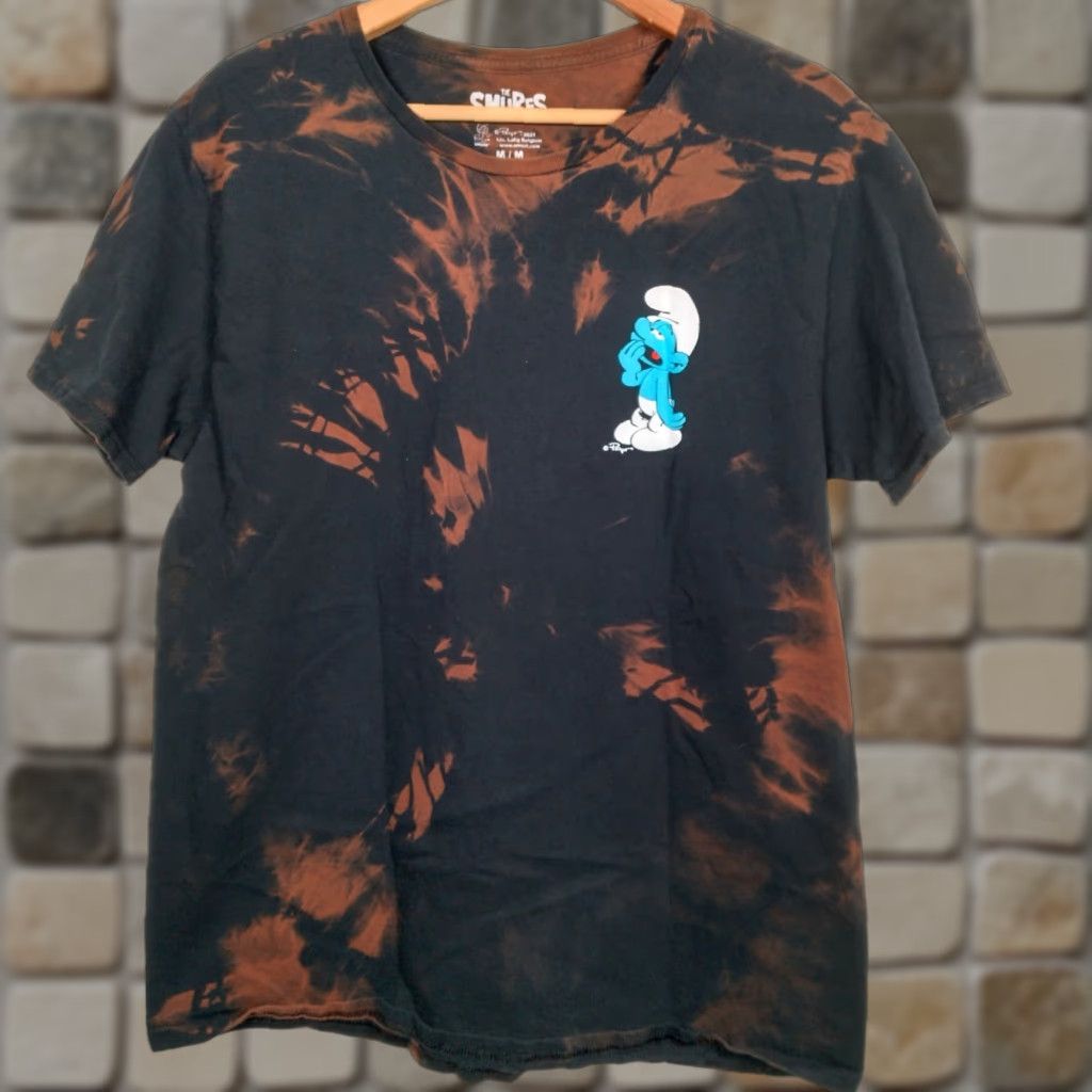Vintage VINTAGE The Smurfs Shirt Medium Lazy Smurf Black Bleach Dye TV Cartoon Reworked Size US M / EU 48-50 / 2 - 1 Thumbnail