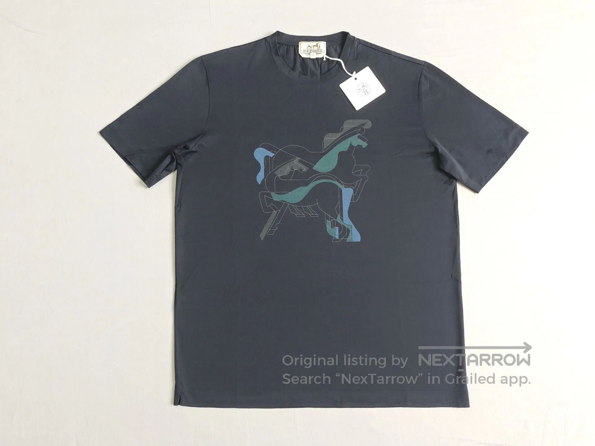Hermes Hermes Men's Blue Black Horse T-shirt S. Size US S / EU 44-46 / 1 - 1 Thumbnail