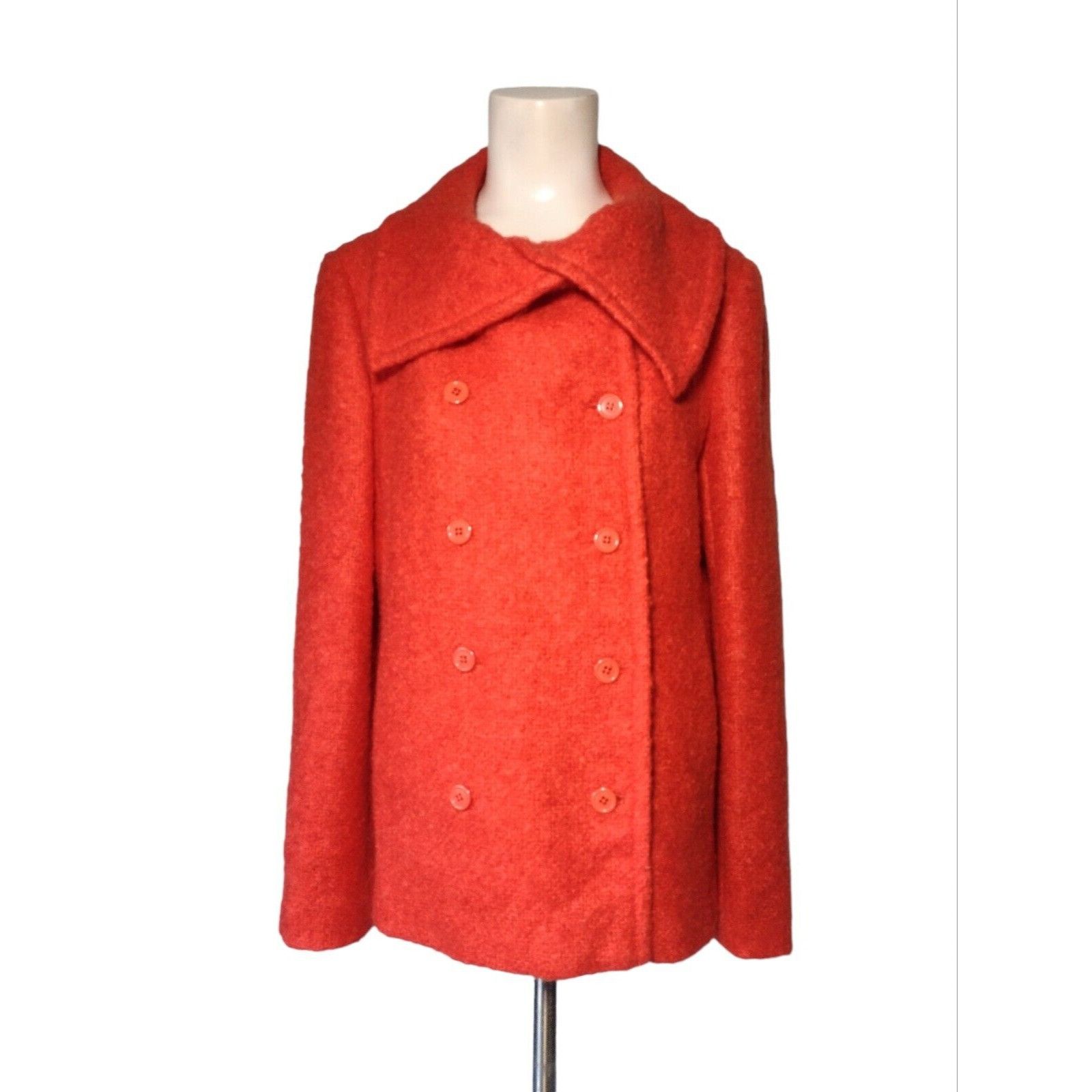 J.Crew J Crew Mohair Wool Womens Pea Coat Sz 10 Burnt Orange Lined