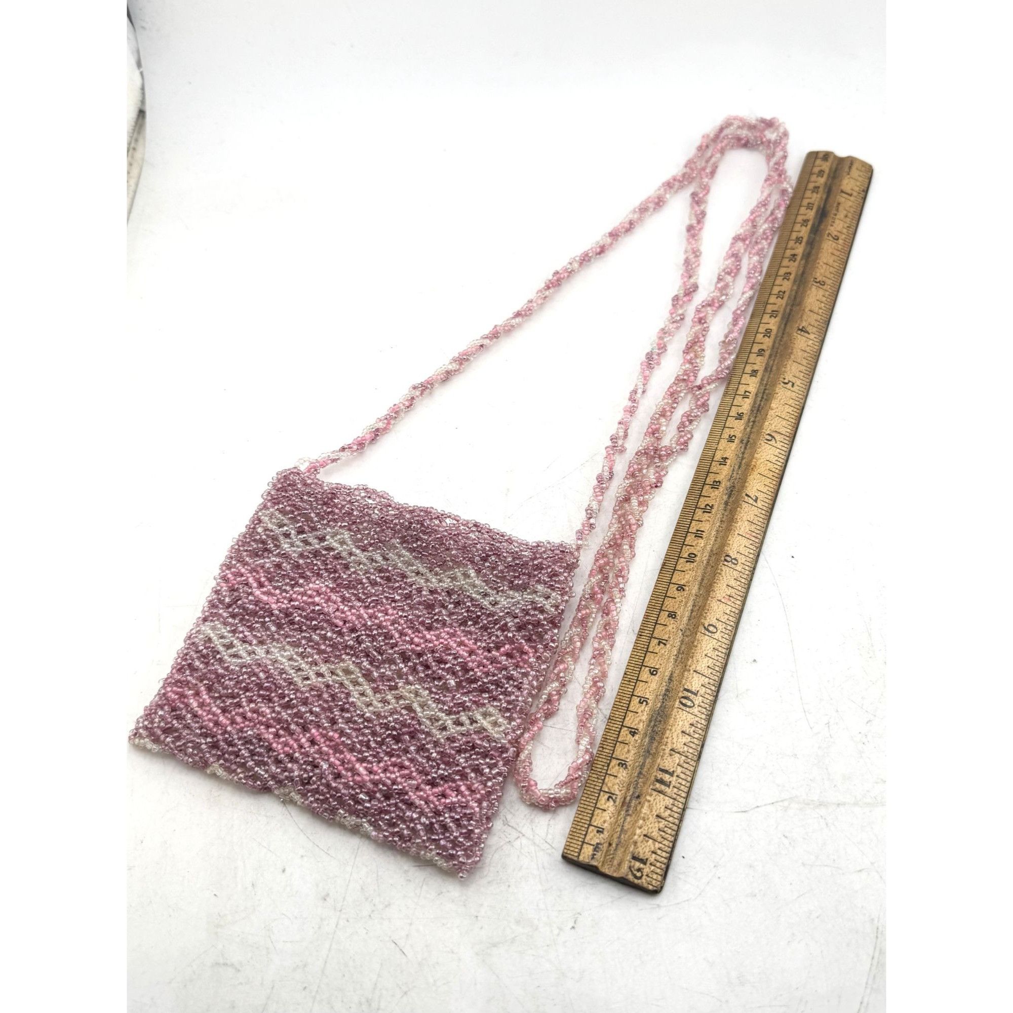 Vintage Vintage pink hand beaded small purse handbag bag Size ONE SIZE - 6 Thumbnail