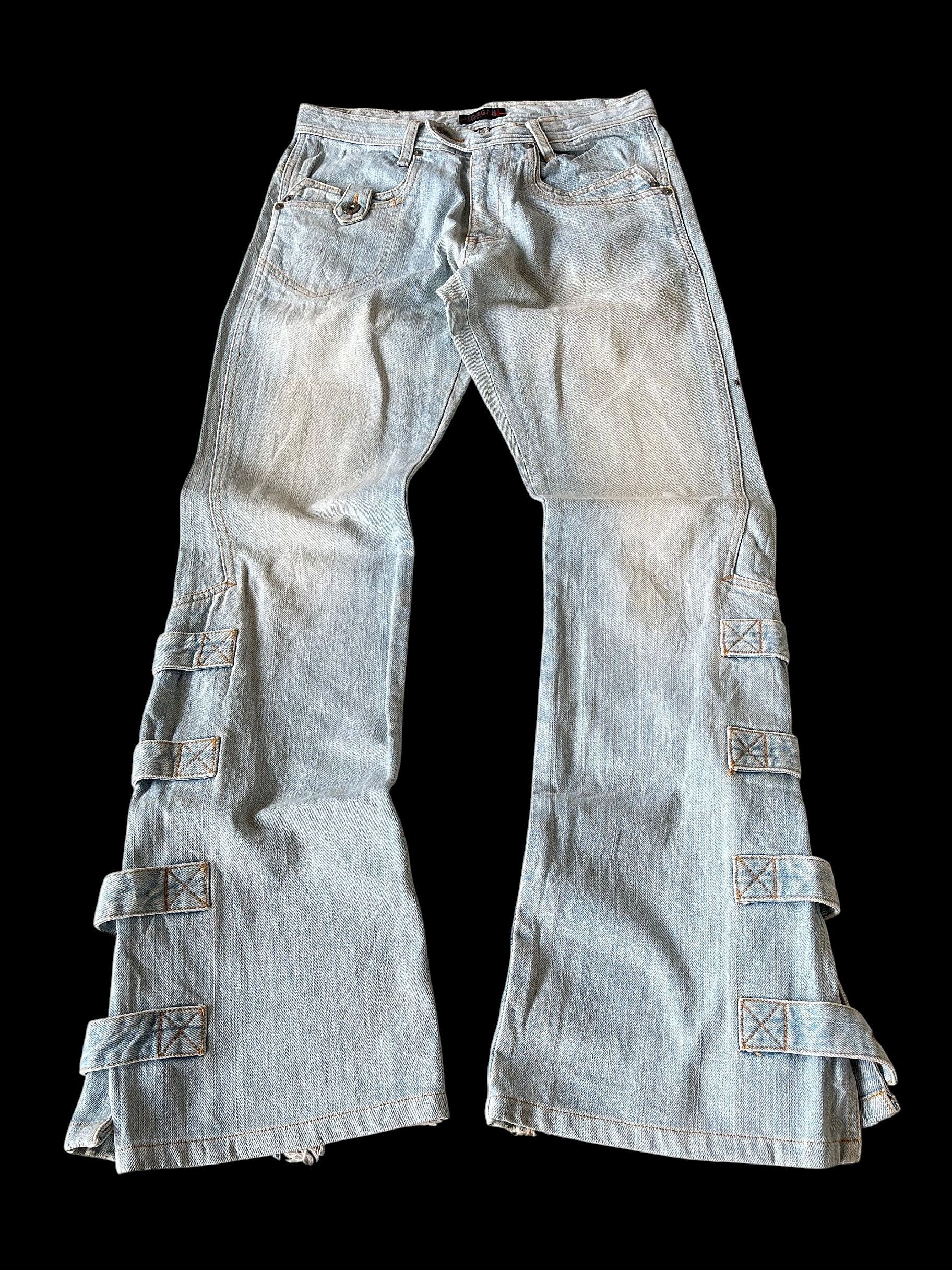 Morgan Homme Morgan Homme Bondage Flared Denim Pants Size US 31 - 1 Thumbnail