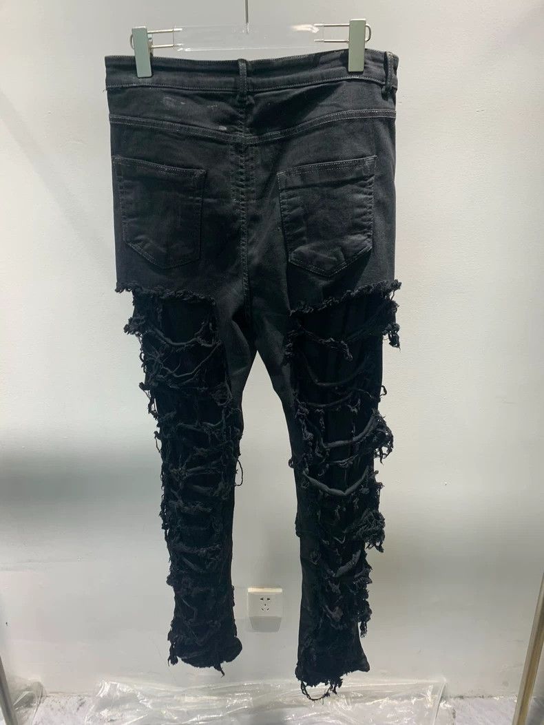 Rick Owens Rick Owens 22fw distressed waxed ripped denim jeans Size US 34 / EU 50 - 4 Thumbnail