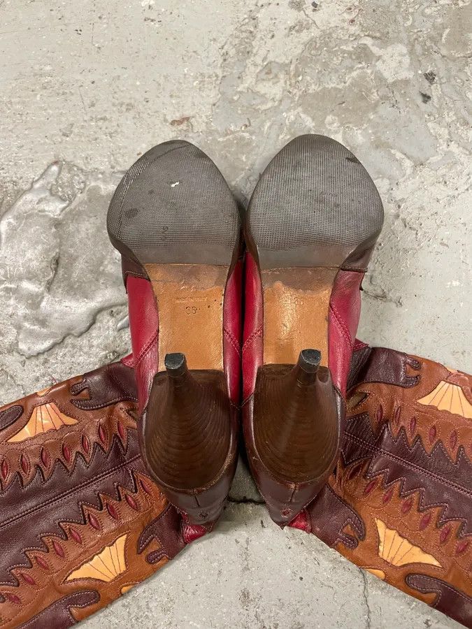 Dolce & Gabbana 2000s Dolce & Gabbana Red Texas Cow-boy Heels Size US 5 / IT 35 - 7 Thumbnail