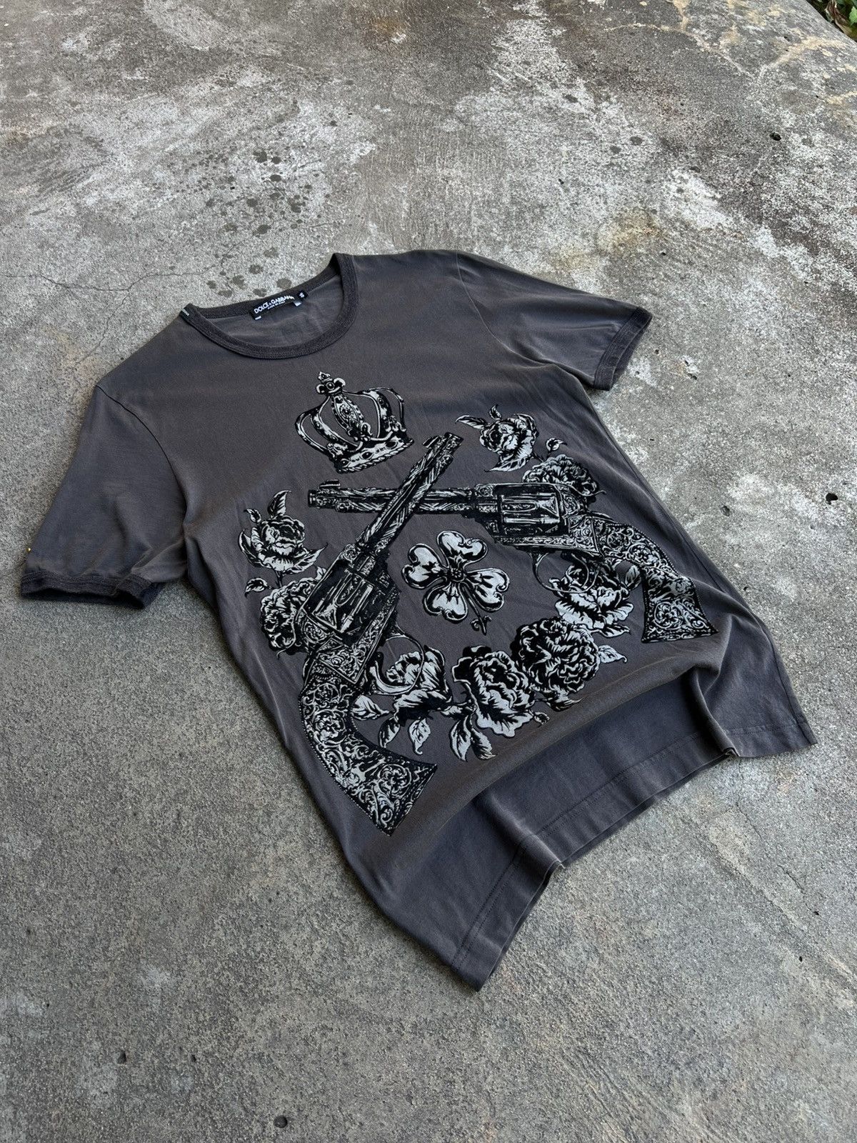 Dolce & Gabbana Dolce & Gabbana BigLogo Tshirt Guns Roses Crown Velvet Print Size US S / EU 44-46 / 1 - 2 Thumbnail