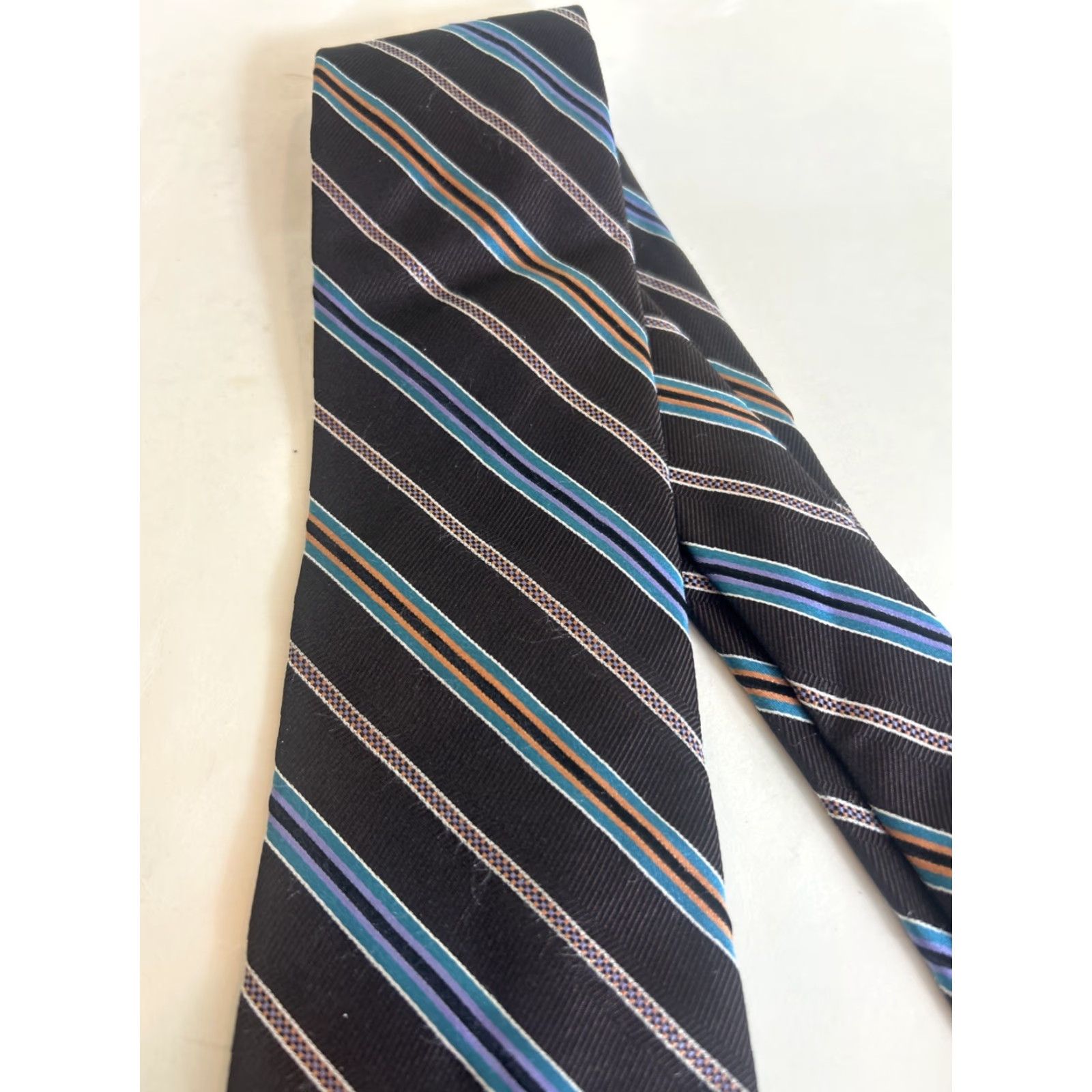 Vintage VINTAGE Dion Signature Striped Brown Necktie Polyester Tie Men 70s Size ONE SIZE - 3 Thumbnail