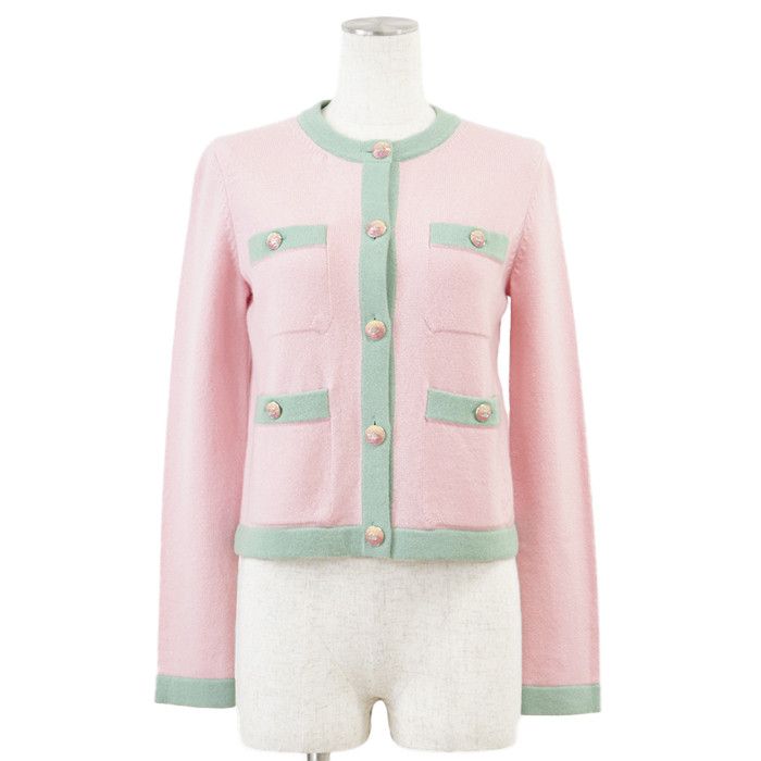 Chanel Chanel Chanel P76463 Cashmere Knit Cardigan Natural Material Tops P76463 DUTY FREE for USA Size ONE SIZE - 1 Thumbnail