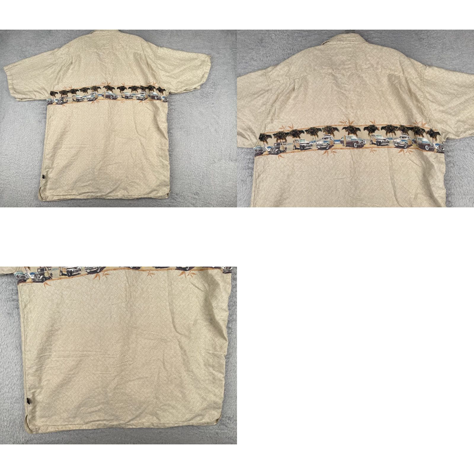Vintage Newport Blue Shirt Men 2XL Beige Button-Up Cotton Hawaiian Cars Floral Short Sleeve Size US XXL / EU 58 / 5 - 9 Thumbnail