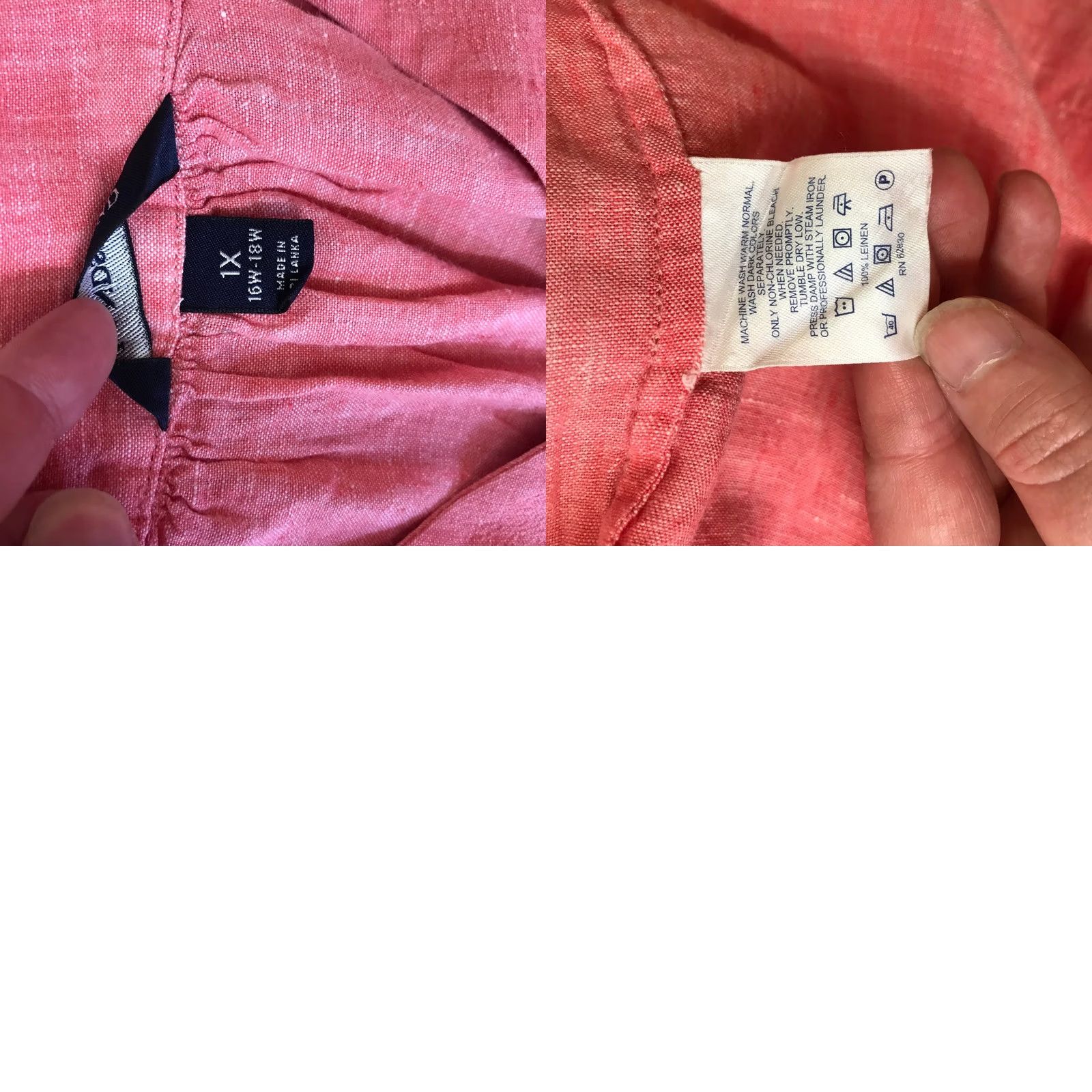 Lands' End VINTAGE Lands' End Womens 1X Tunic Sleeveless Linen V-Neck Coral Pink Knit Pintuck Pleats Slit Beach Casual Travel Workwear 100% Linen Womens 1X Size XL / US 12-14 / IT 48-50 - 8 Thumbnail