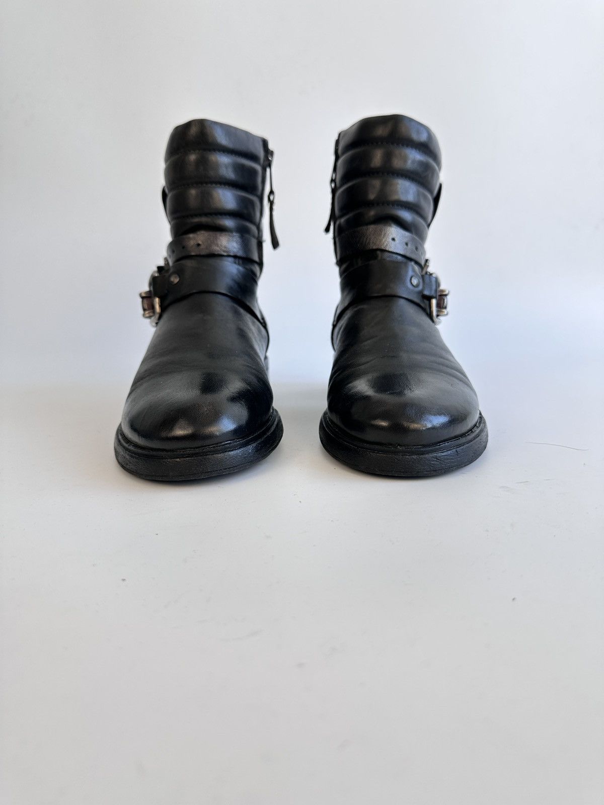 Other MJUS Leather Biker Boots 39 Distressed Dark (A.S.98 style) Size US 8.5 / IT 38.5 - 3 Thumbnail