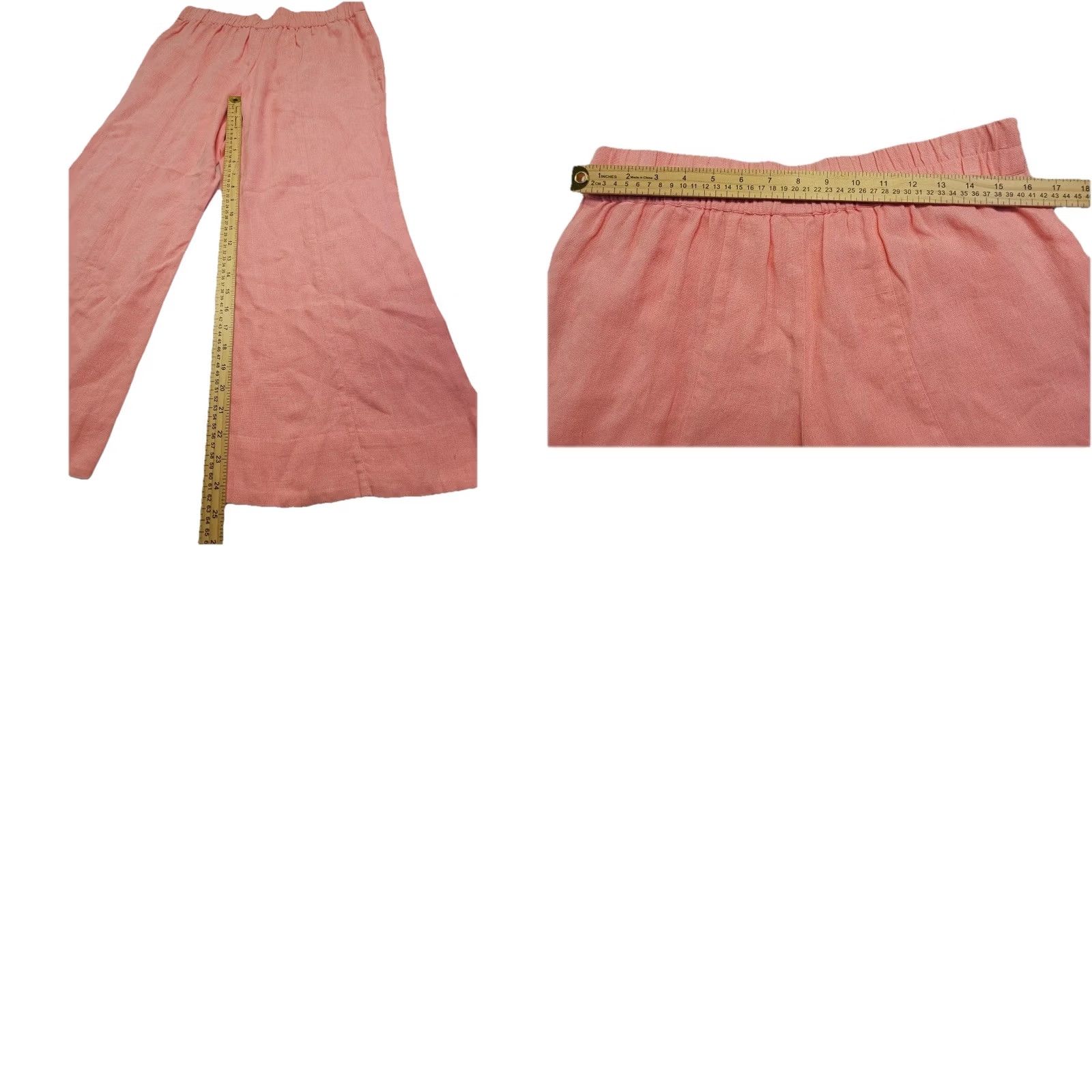 Pinko Ivy Jane Pink Linen Wide Leg Pants Womens Small Boho Cottagecore Elastic Waist - Pants - Small - Pink - Linen - Wide-Leg - Beach - Bohemian - 90s? Size 28" / US 6 / IT 42 - 9 Thumbnail