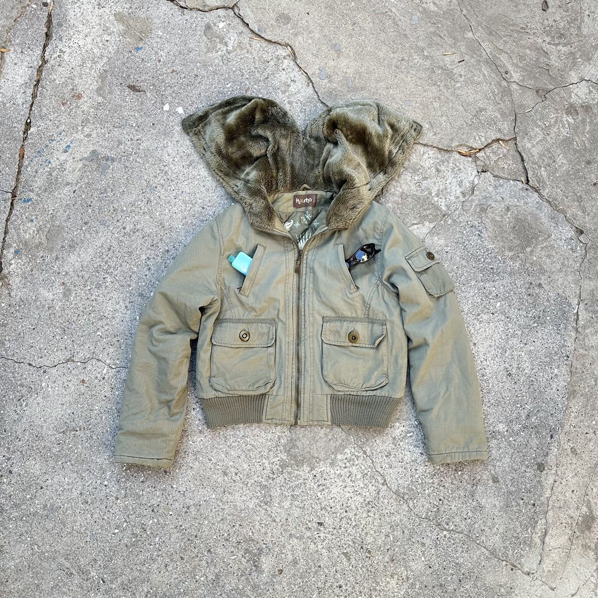 Pre-owned Hysteric Glamour X If Six Was Nine Rick Owens Style Fur N-2b Cropped Bomber In Olive