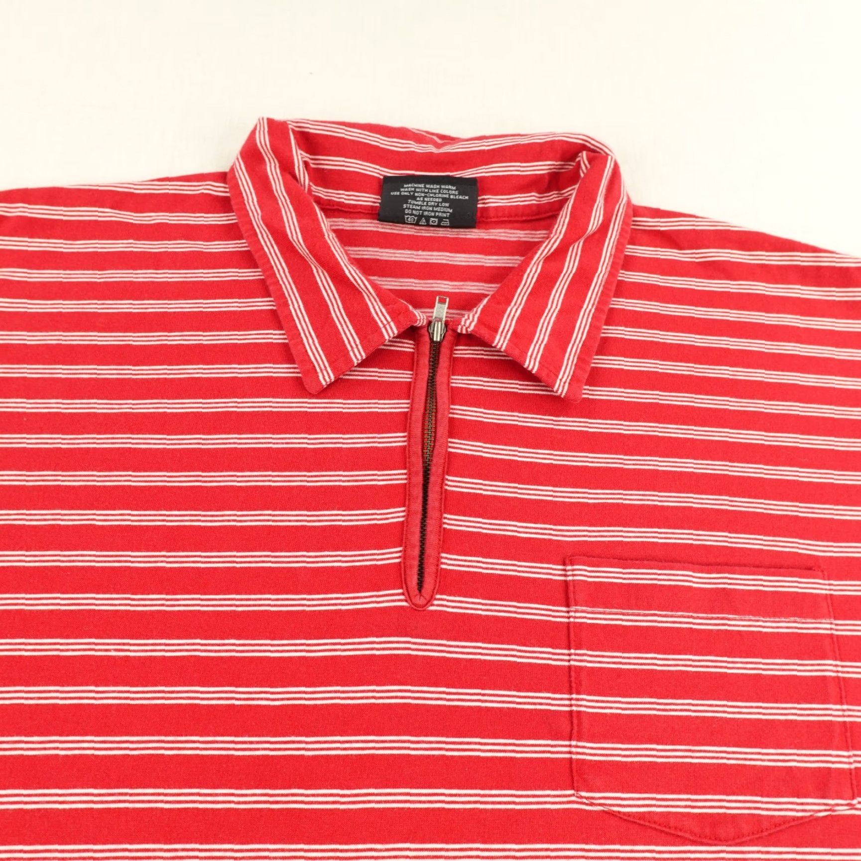 Ralph Lauren VINTAGE Ralph Lauren Polo Shirt Mens Large Red White Stripes 1/4 Zip Activewear Y2K Size US L / EU 52-54 / 3 - 6 Thumbnail