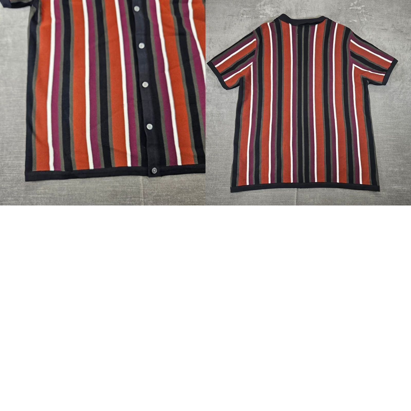 Vintage PJ Paul Jones 2XL Mens Shirt Knit Striped Short Sleeve Button Up Brown Size US XXL / EU 58 / 5 - 8 Thumbnail