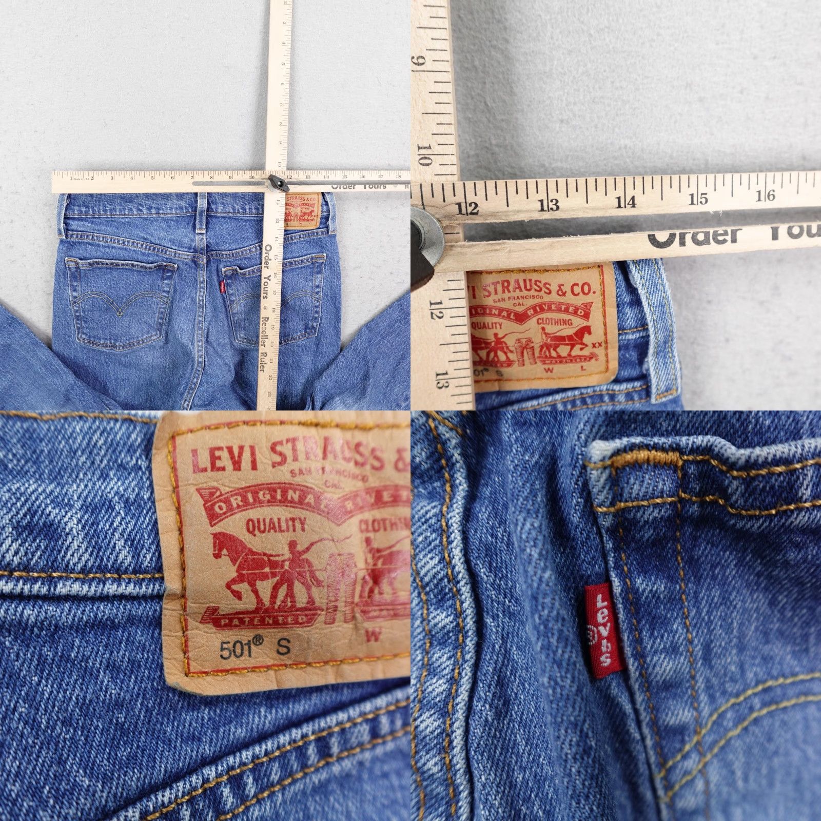 Levi's Levis Jeans Womens 28x28 Blue Denim 501 Button Fly Distressed Faded Frayed Hems Size 28" / US 6 / IT 42 - 8 Thumbnail