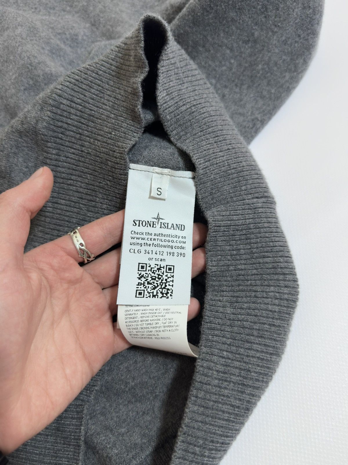 Stone Island Stone Island Grey Cashmere/Wool Crewneck Sweater Size US XXS / EU 40 - 6 Thumbnail
