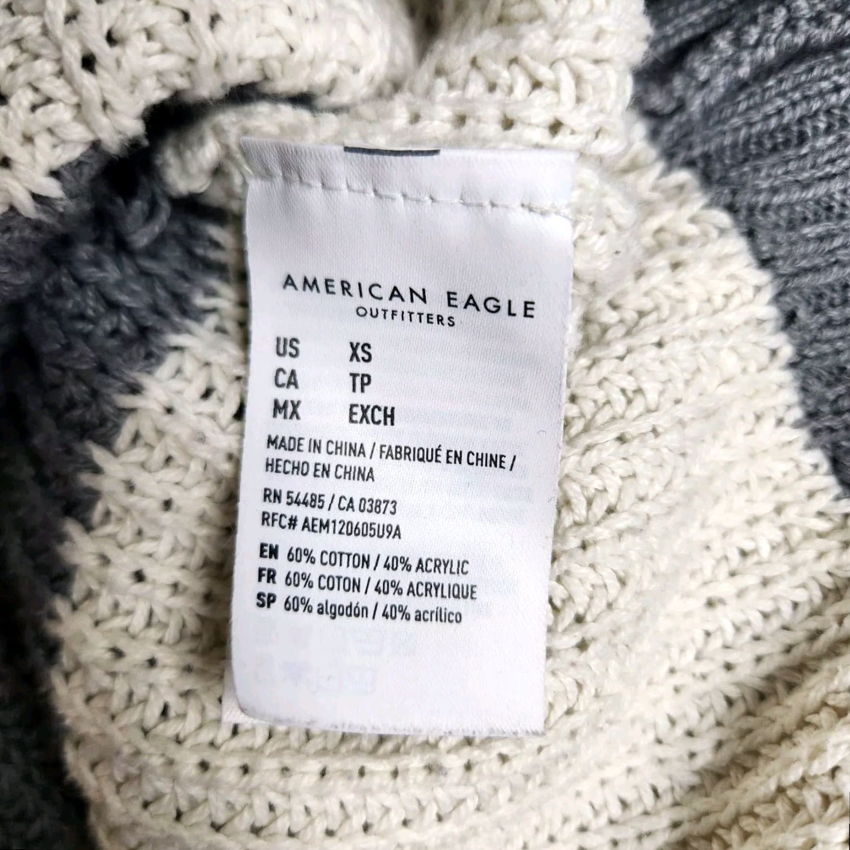 American Eagle Outfitters American Eagle Womens Gray/Cream Oversized Slouchy Deep V-Neck Sweater Size XS Size XS / US 0-2 / IT 36-38 - 7 Thumbnail