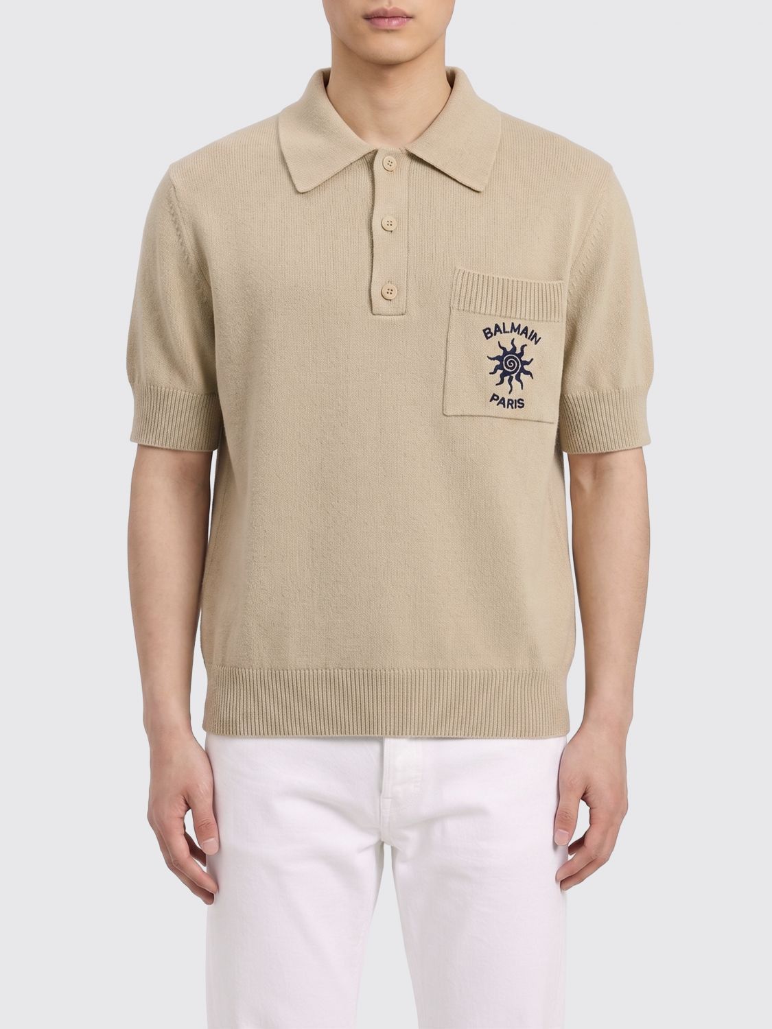 Balmain Balmain Polo Shirt Men Beige Size US XL / EU 56 / 4 - 1 Thumbnail