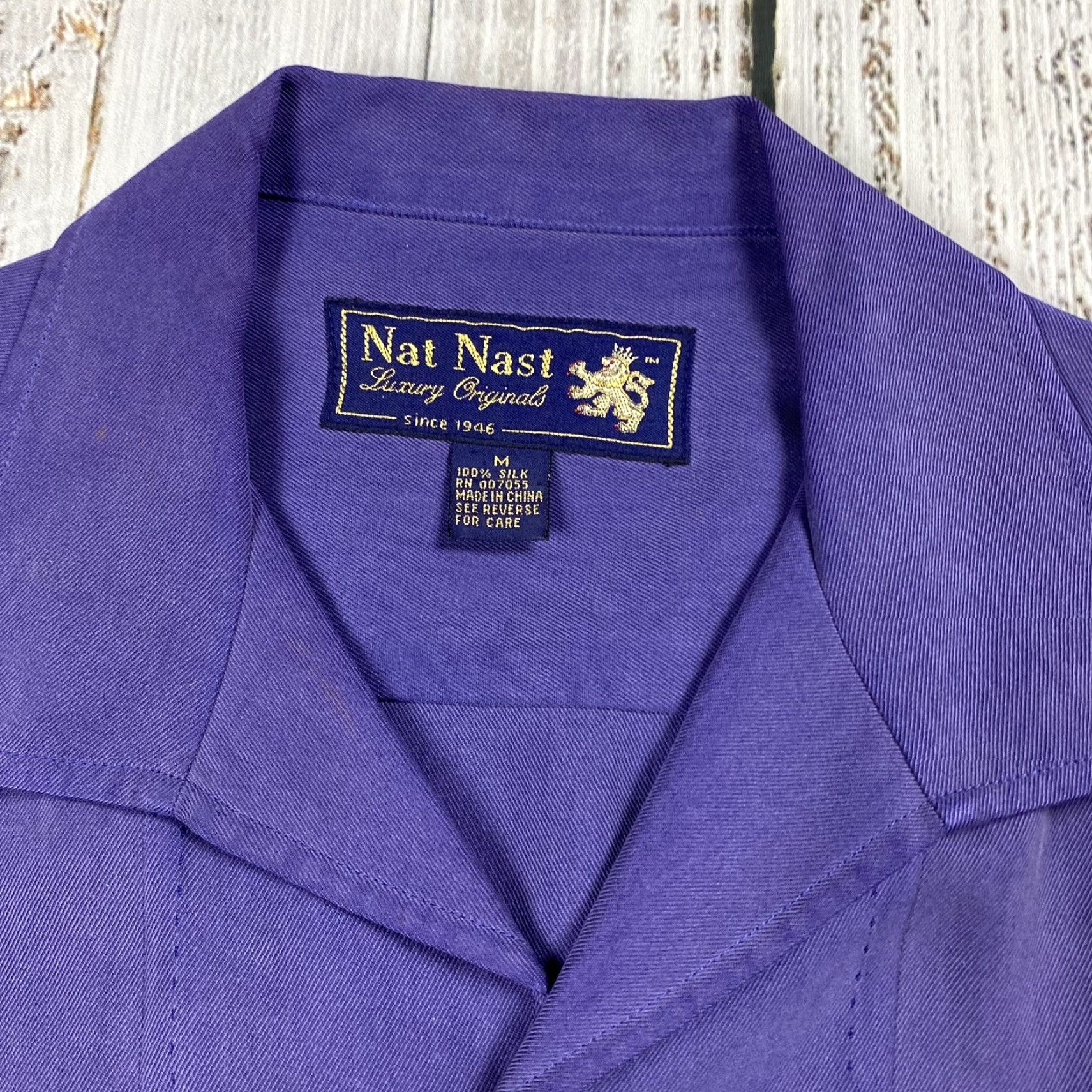 Nat Nast VINTAGE Nat Nast Golf Button-Up Shirt Men M Silk Indigo Blue Embroidered Collared Short Sleeve — Mens Size US M / EU 48-50 / 2 - 2 Thumbnail