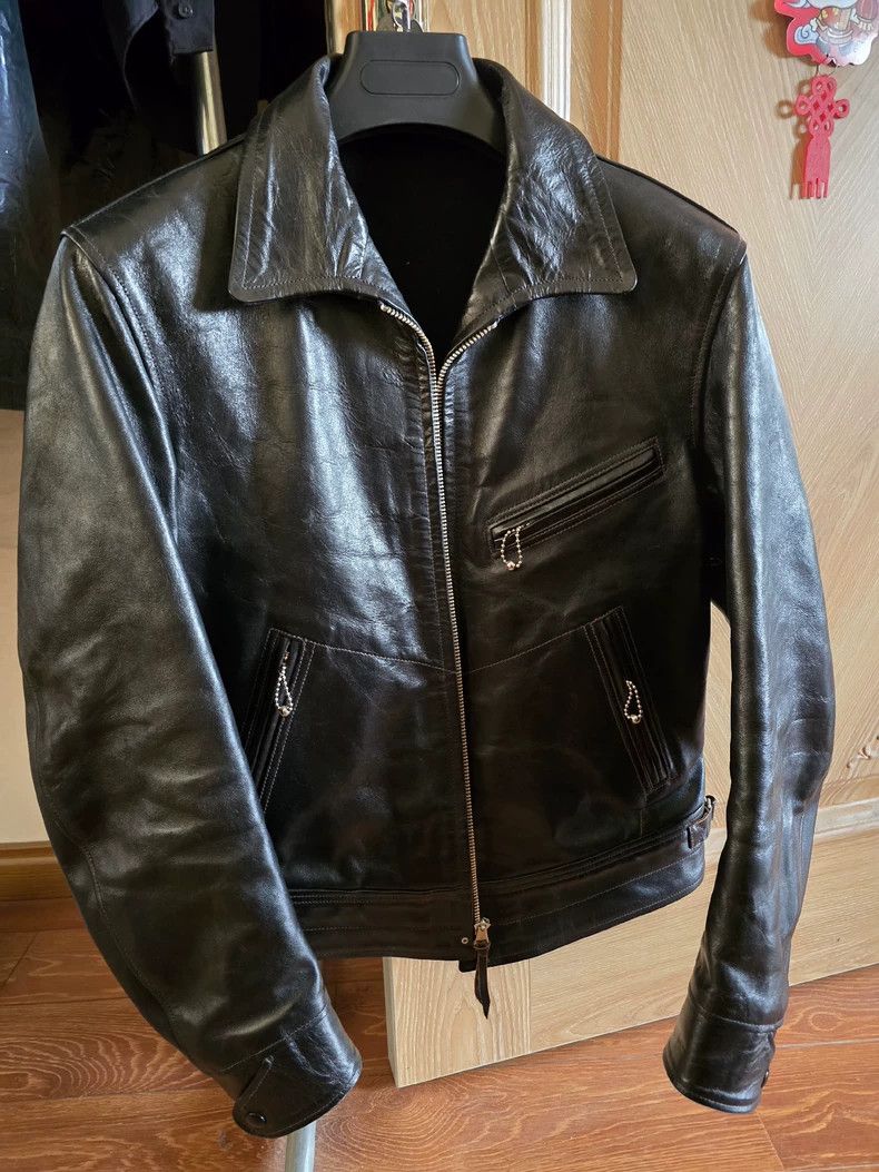 Freewheelers freewheelers Vintage Black Tea-Core Horsehide Biker Jacket Size US XXS / EU 40 - 1 Thumbnail