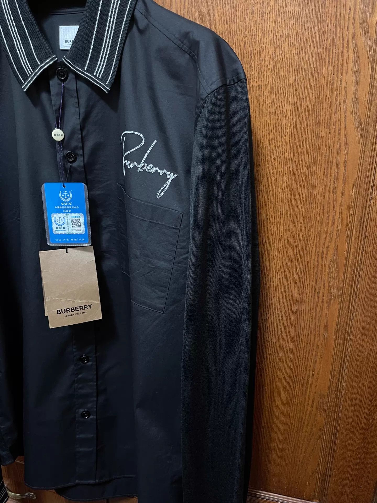 Burberry Burberry Black/White Embroidered Silk-Collar Shirt XXL Size US XXL / EU 58 / 5 - 3 Thumbnail
