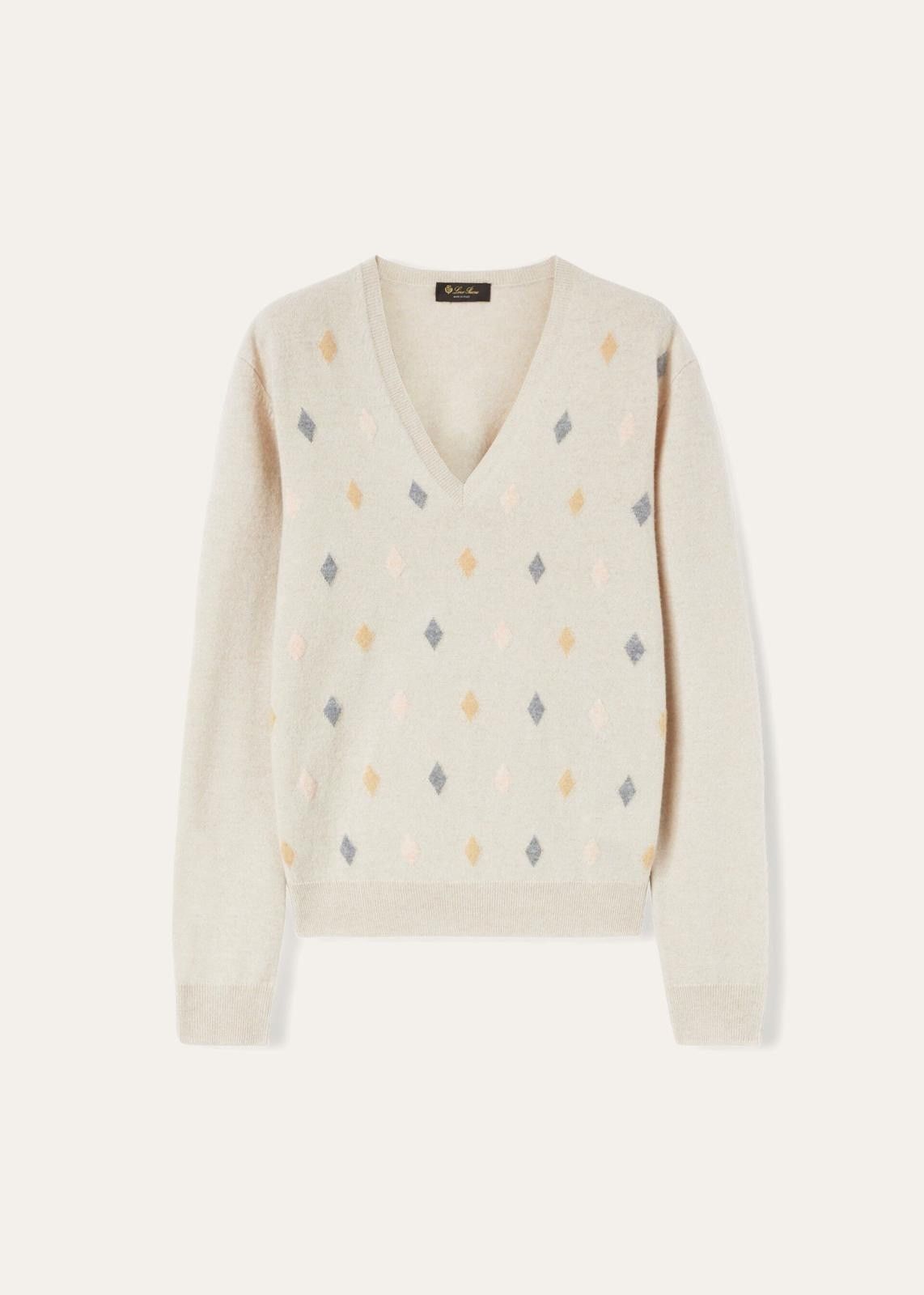 Loro Piana o1srvl11e0824 Lower Hutt Cashmere V-Neck Sweater in Beige Size XS / US 0-2 / IT 36-38 - 1 Thumbnail