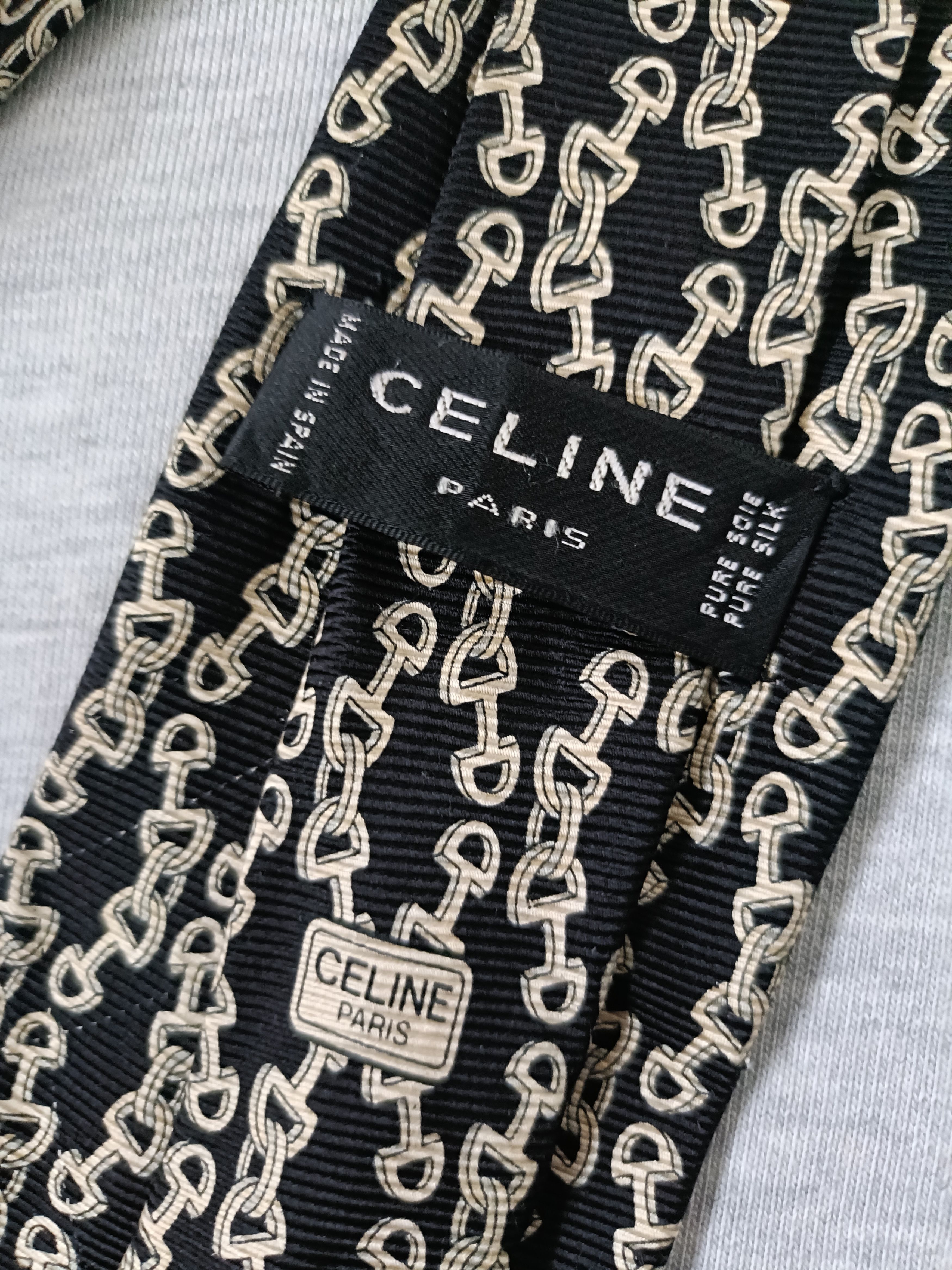 Celine Celine horse bit chain link silk tie Size ONE SIZE - 4 Thumbnail