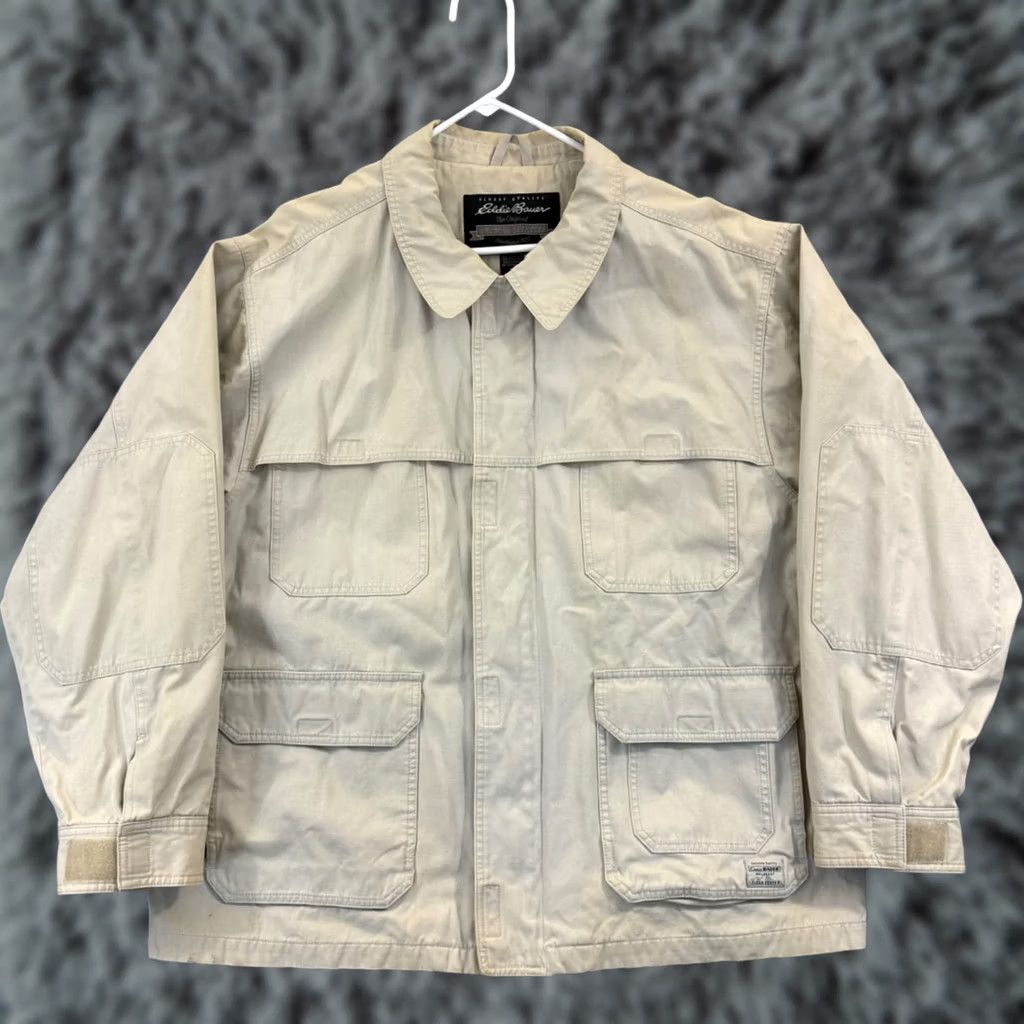 Eddie Bauer Vintage Eddie Bauer Jacket Mens XL Big Beige Fleece Lined Zip Chore Coat Outdoor Size US XL / EU 56 / 4 - 1 Thumbnail
